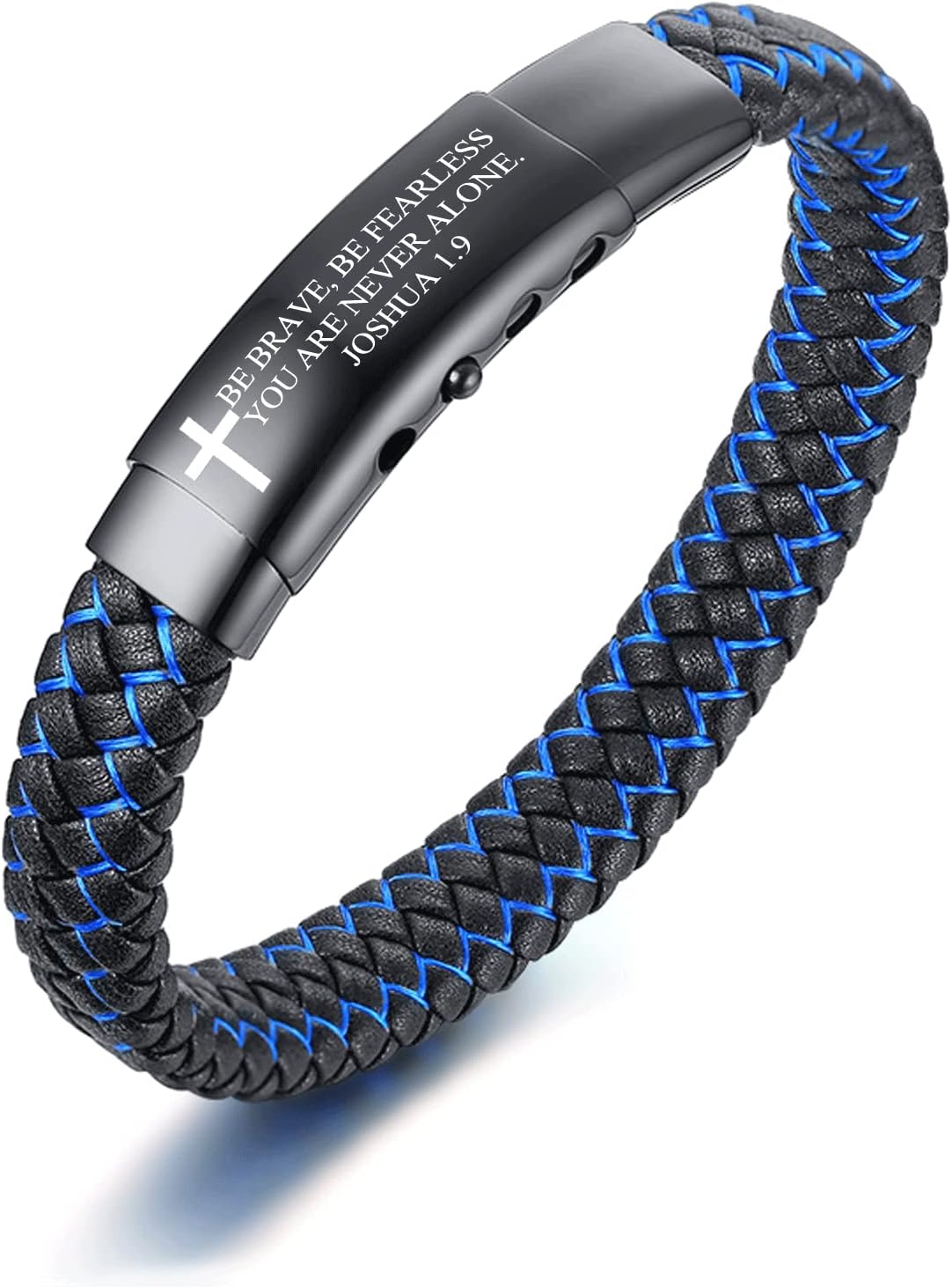 VNOX Men's Inspirational Mantra Engarved Handmade Braided Leather Adjustable Cuff Bangle Bracelet Encouragement Motivational Gift for Men