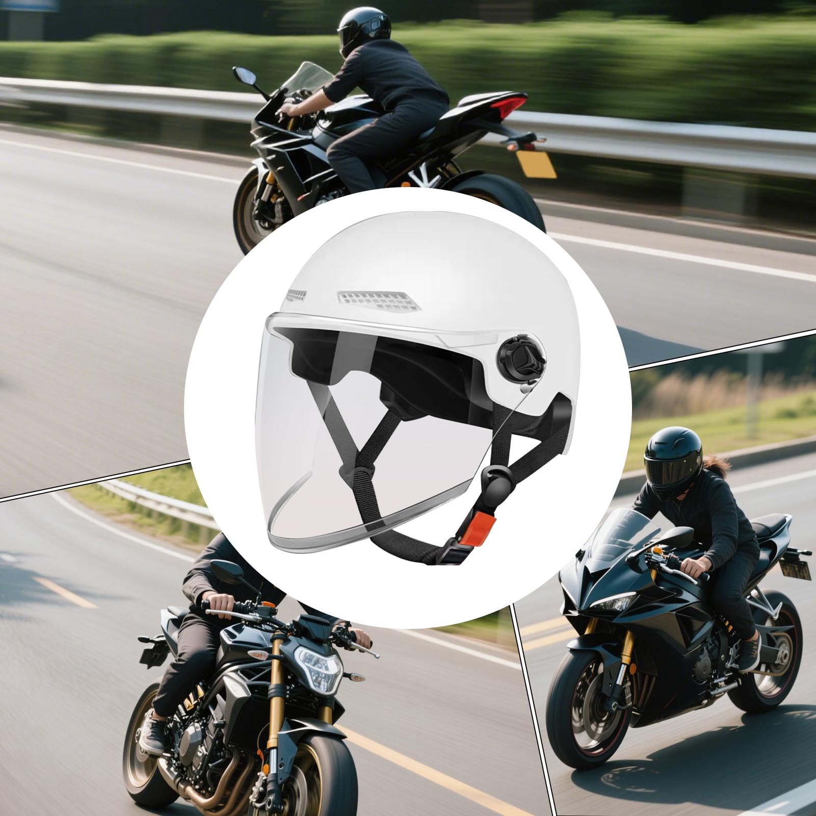 Casco Semiabierto | Casco de Motocicleta Pequeño, Abierto Retro con Liberación Rápida para Scooter ATV Jóvenes Adultos Mujeres