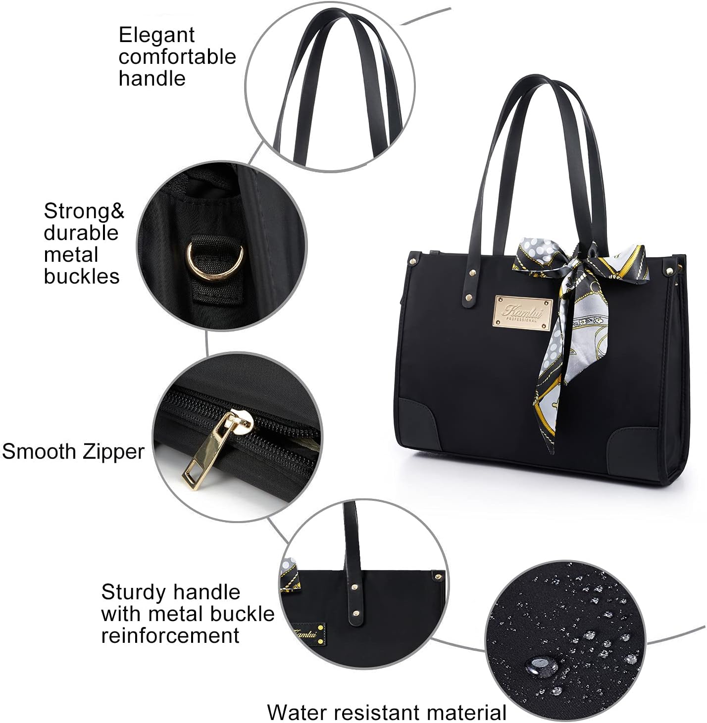 Laptop Tote Bag for Women 13-14 15.6 inch Computer Bag Waterproof Shoulder Messenger Leather Carrying Business Office Briefcase Large Capacity Laptop Sleeve Case,for MacBook Pro Air HP Dell, (Black) : Electronics