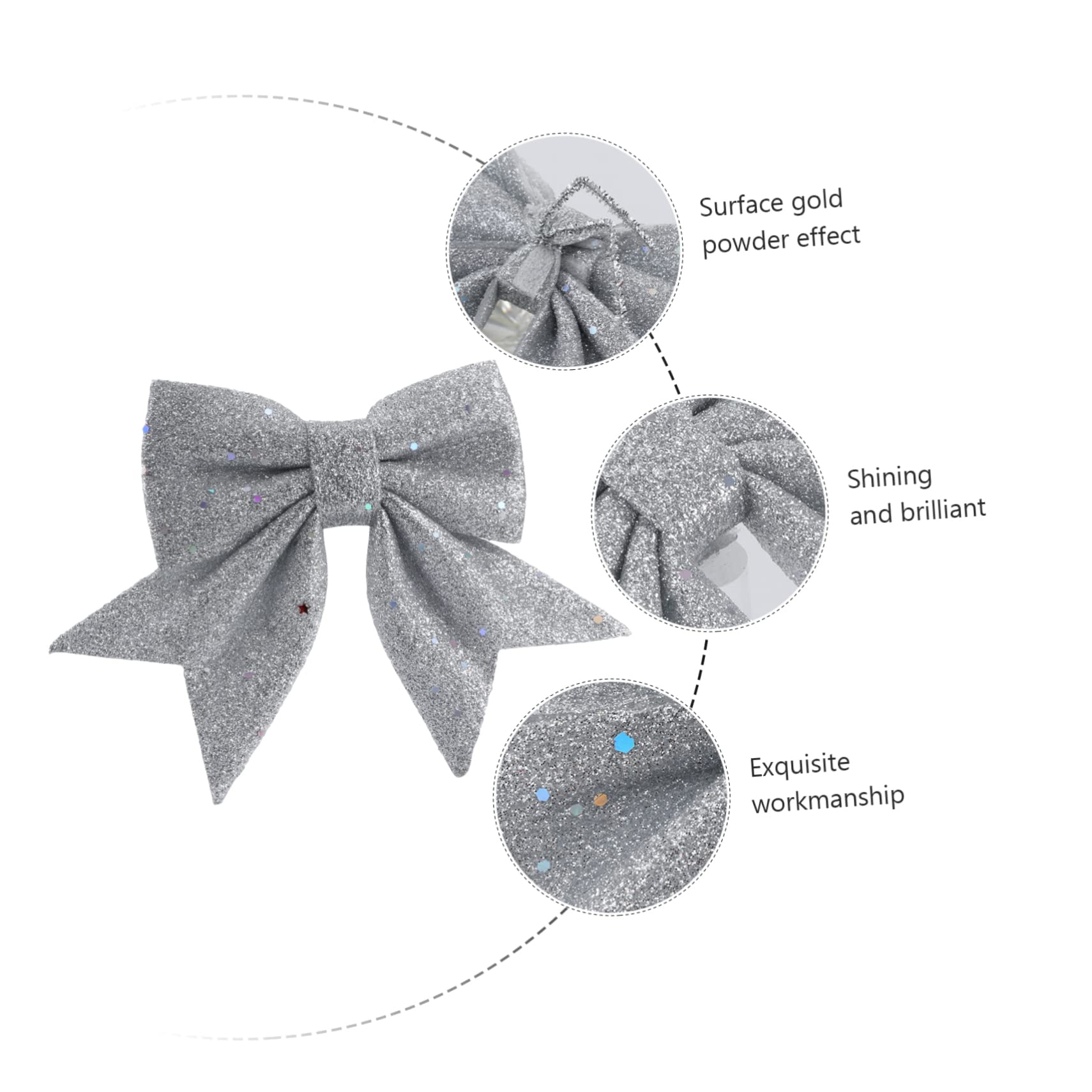 OUNONA 3piezas Lazo De Navidad Decorativo para Árbol Adorno Colgante De Organza Metálica para Fiestas y Celebraciones