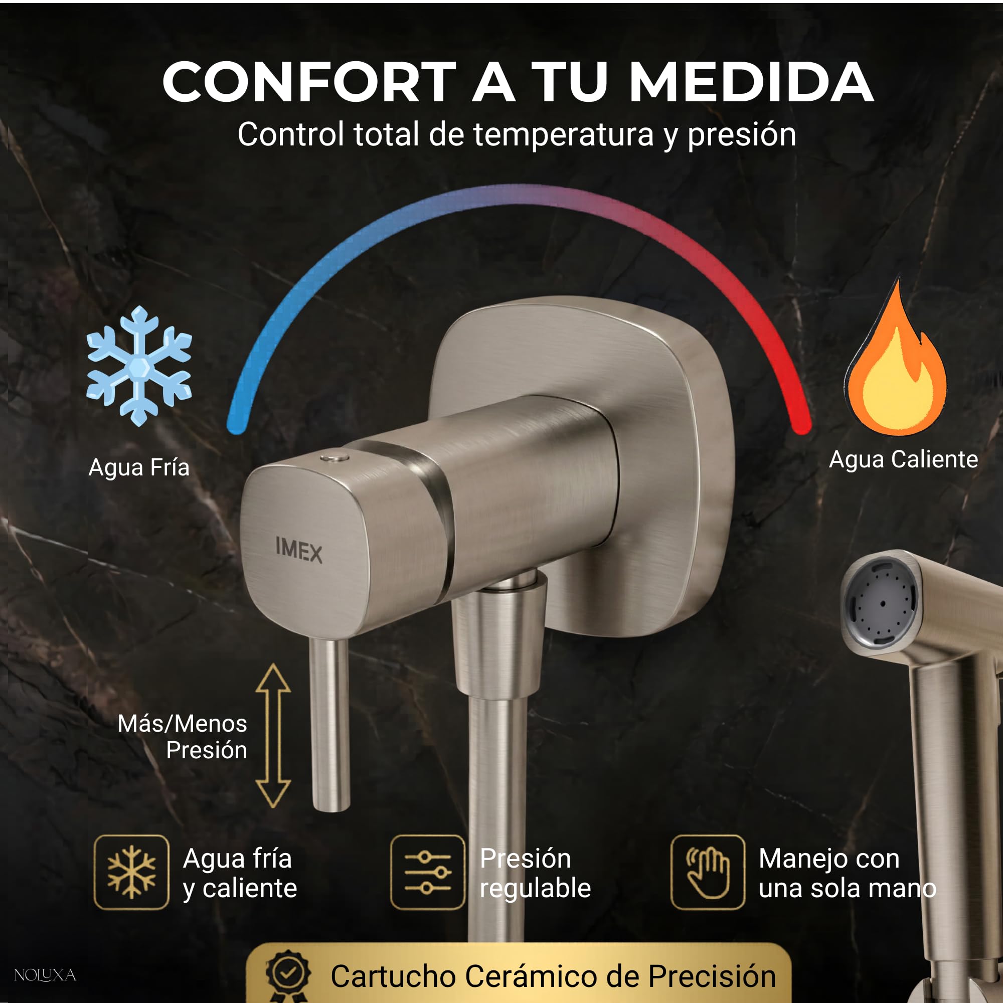 IMEX Bidet prysznic z zimną i gorącą wodą, szczotkowany nikiel, bateria do zabudowy bidet, do toalety, higieniczna jednouchwytowa głowica prysznicowa do toalety, zamienna bateria bidetowa, seria