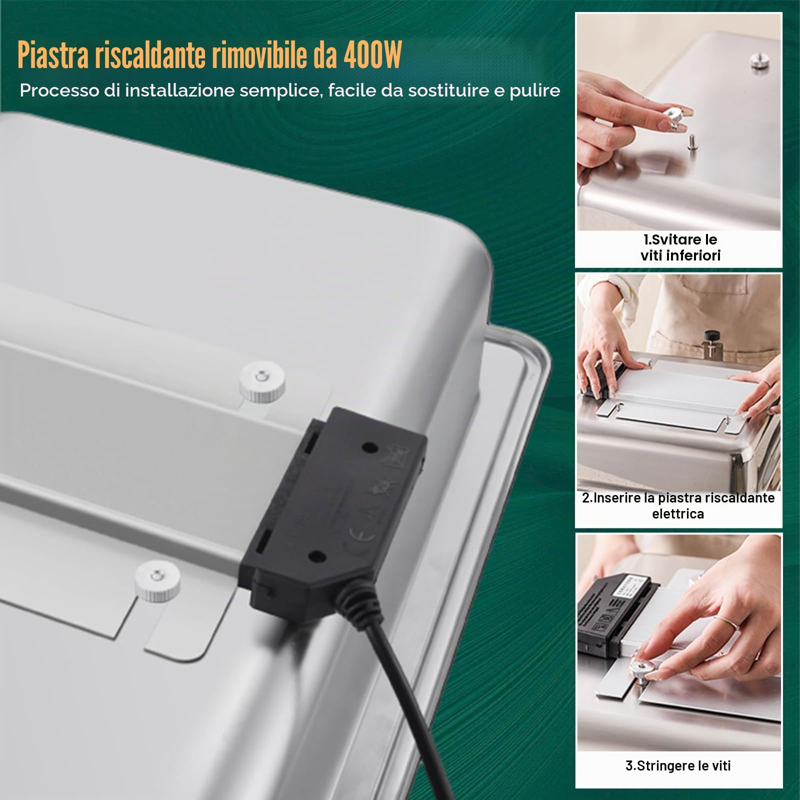 Chafing Dish Elettrico 9L, 35-85 ℃ Temperatura Regolabile(B,1/3 Pan) | 400W Professionale Scaldavivande Elettrico per Buffet, Acciaio Inox Contenitore Scalda Cibo per Hotel, Buffet, Ristoranti