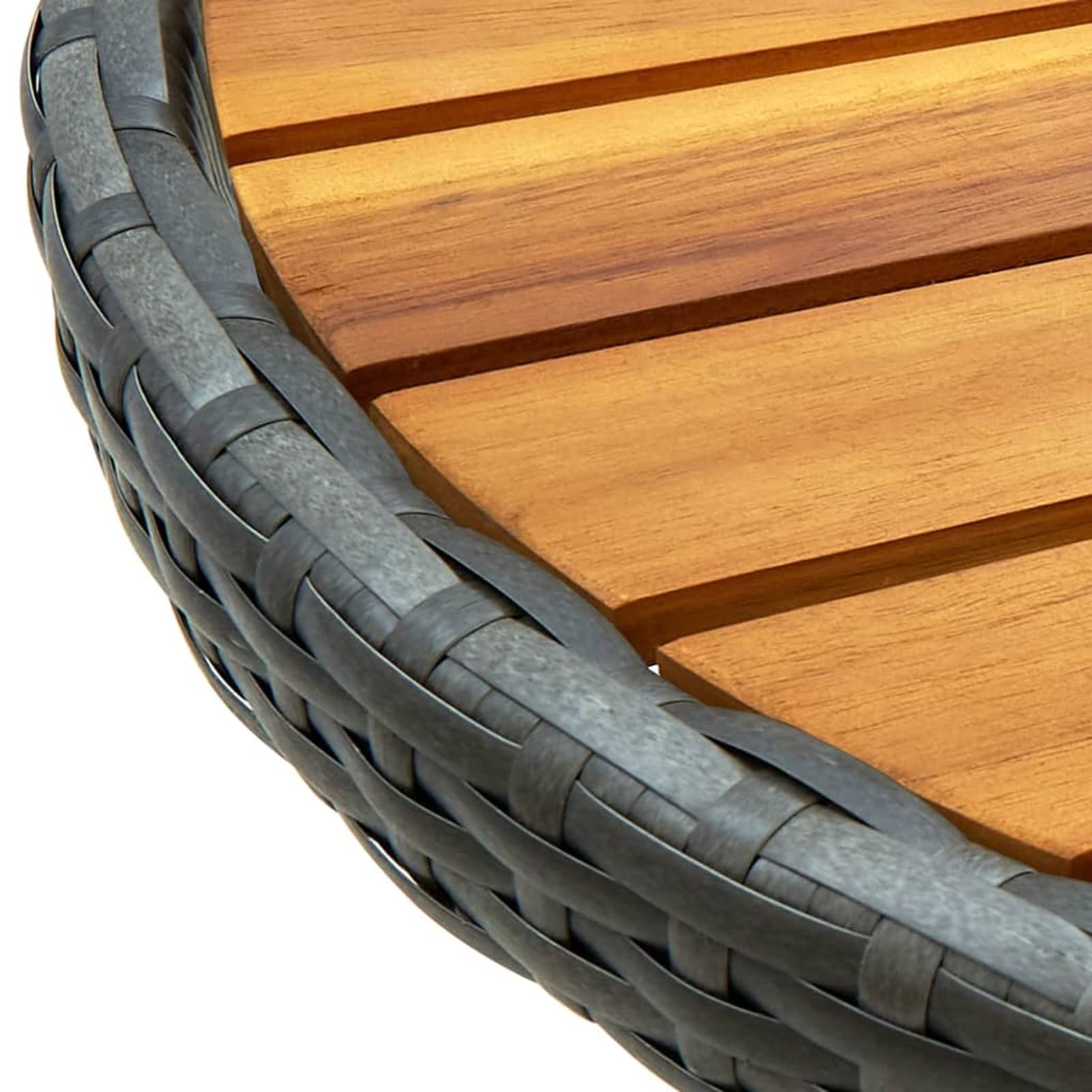 Gecheer Tavolino da Caffé tè da Giardino Esterno Pieghevole in Polyrattan e Legno Accacia 60x75 cm,Tavolo Tavolino da Esterno Pieghevole,Tavolino da Balcone Pieghevole,Tavolino Pieghevole