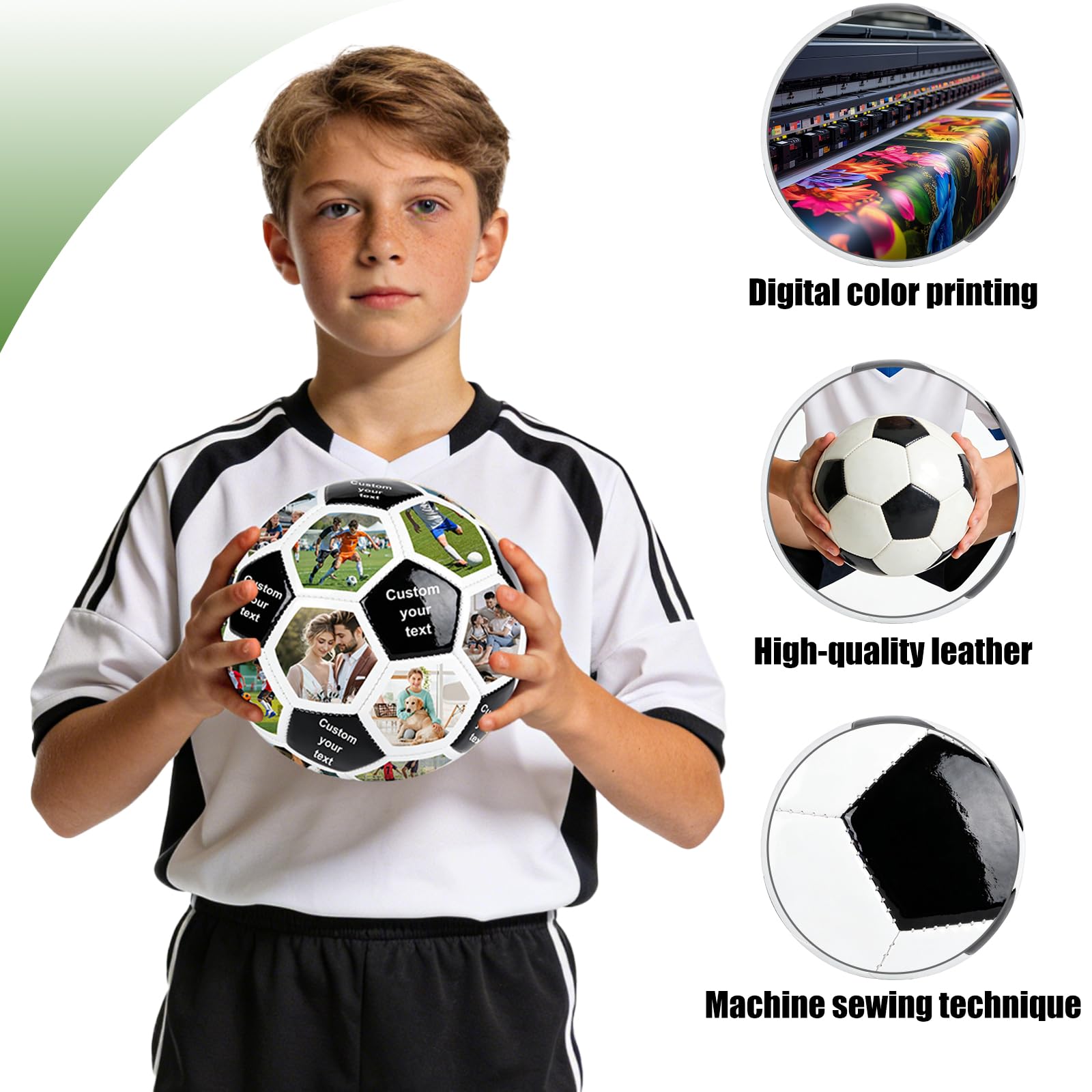 Generisch Personalisiert Fussball mit Foto & Name, Custom Fußball Geschenk für Jungen Männer Papa, Größe 5 PU Leder Ball