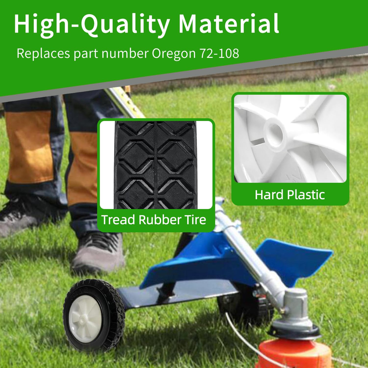 2 ruote in plastica da 20,3 cm di ricambio per Oregon 72-108, 8 x 175, ruota universale per barbecue, camion a mano, tosaerba, radio, flyer wagon, carrello multiuso
