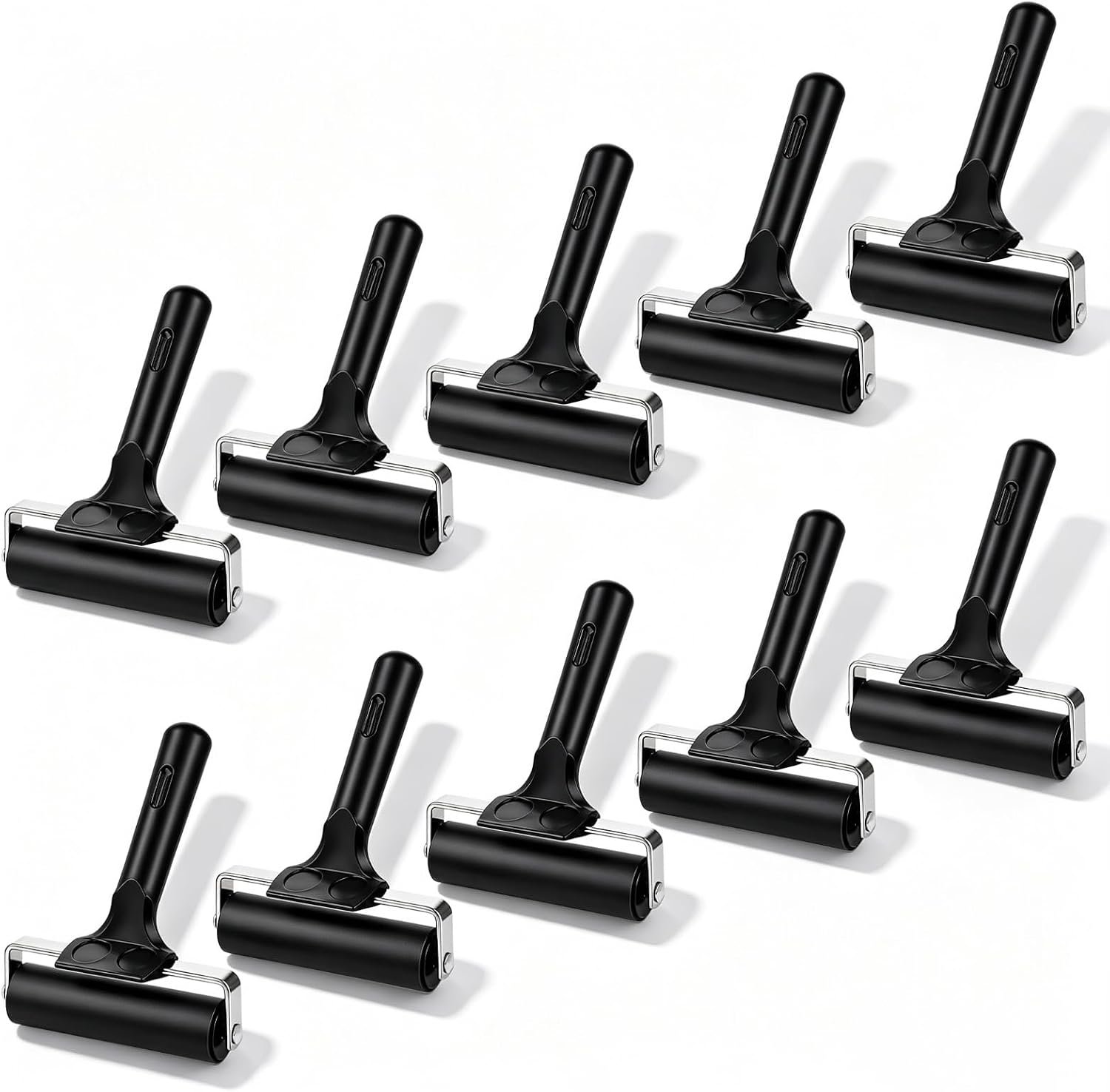 10 Pack 4" Rubber Brayer Roller for Printmaking, Rubber Roller for Crafts