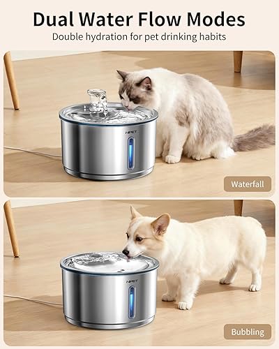 Miniatura 4 de NPET WF210Plus - Fuente de agua de acero inoxidable para gatos, fuente automática de agua para mascotas de 1 galón135 onzas, dispensador de agua