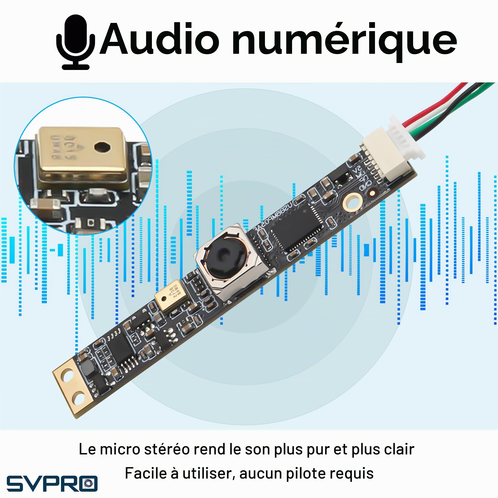 Svpro Caméra USB autofocus 8 MP avec microphone pour ordinateur UVC USB2.0 Mini webcam Board