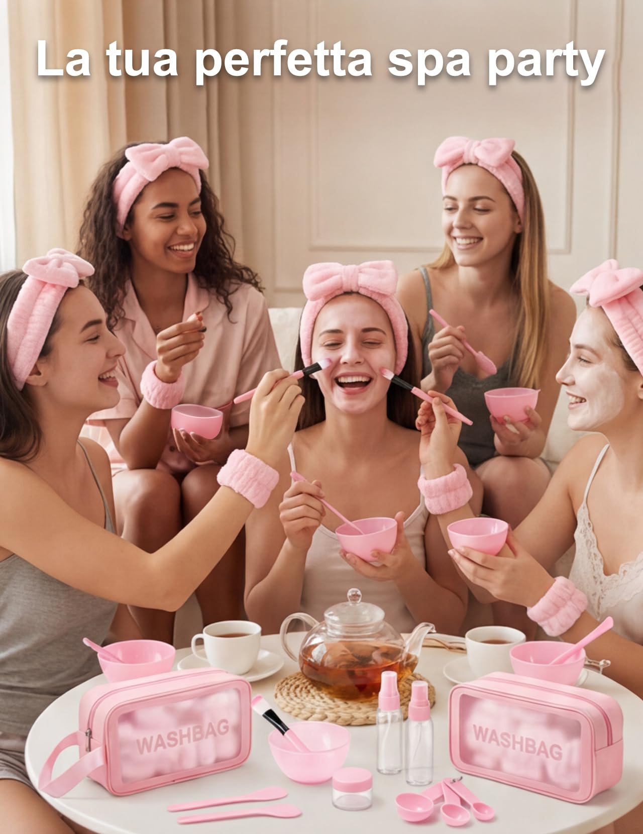 Set 72 Pezzi Rosa per 6 Persone
