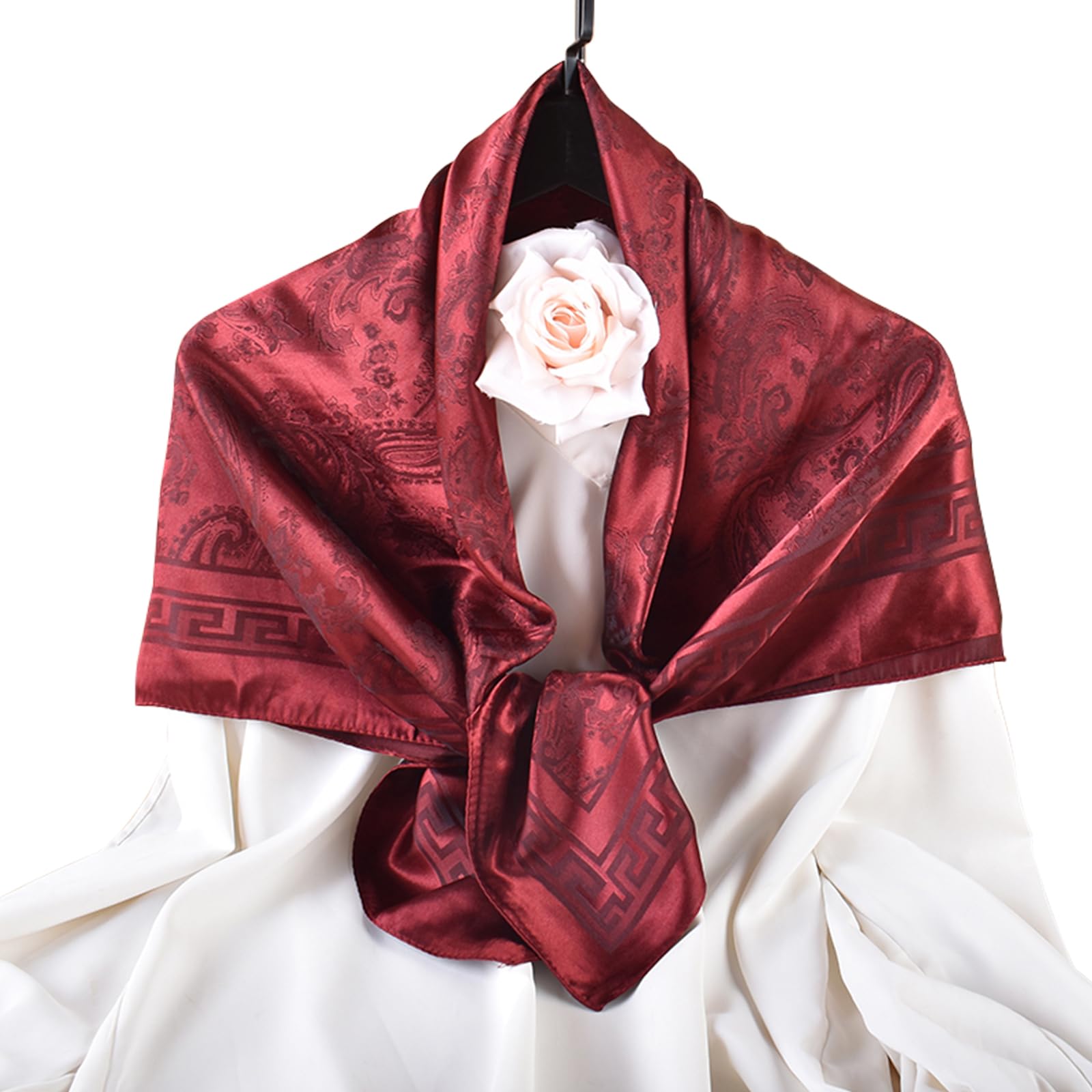 EIysee 35x35 Inch Head Scarf for Women Silk Like Neck Scarf Hair Sleeping Wraps Satin Silk Scarfs for Women (Wine red)