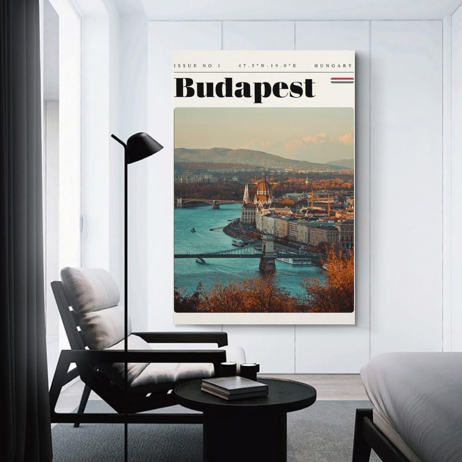 Junmoney Budapest Hungary Travel Art Canvas Wall Art, 24x36inch(60x90cm), for Bedroom Decor, Cosy Corners Or Studios, Stylish Decor for A Restful Room Update