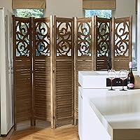 Vista 8 de Divisor de habitación de madera tallada, divisor de pared interior plegable portátil, pantalla de partición para hogar, oficina, jardín, terraza - 6