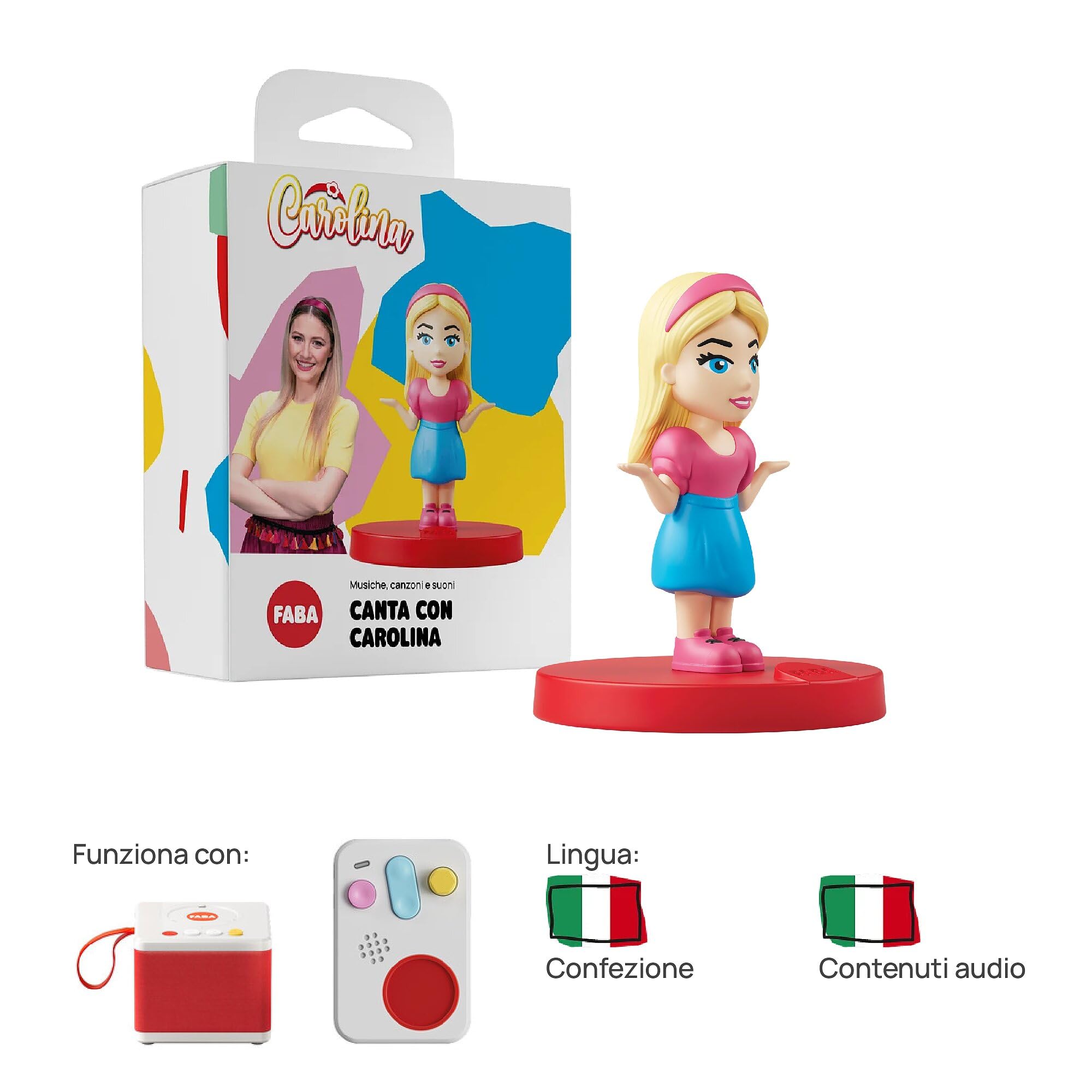 FABA Personaggio Sonoro Canta con Carolina – Gioco Educativo per Bambini 1+ Anni, Musiche e Canzoni, Versione Italiana
