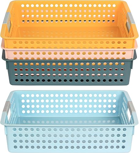 Miniatura 8 de DLUCKY 8 bandejas de papel para organización y almacenamiento de aula con capacidad para papel 4A, bandejas de papel para juguetes de aula,