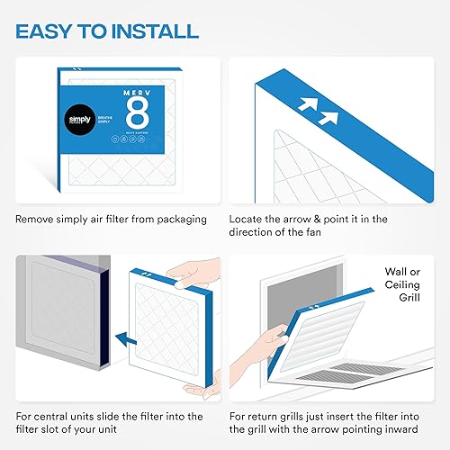 Miniatura 8 de Simply by Mervfilters - MERV 8 de 18 x 25 x 1 pulgadas, filtro de aire MPR 600 (paquete de 6). Tamaño real HVAC de 17.75 x 24.75 x 0.75 pulgadas,