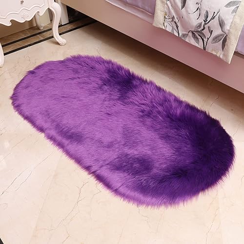 Miniatura 4 de Tapete largo de piel sintética de piel sintética rectangular esponjoso para asiento de silla tapete ovalado lanudo para decoración del hogar sala de