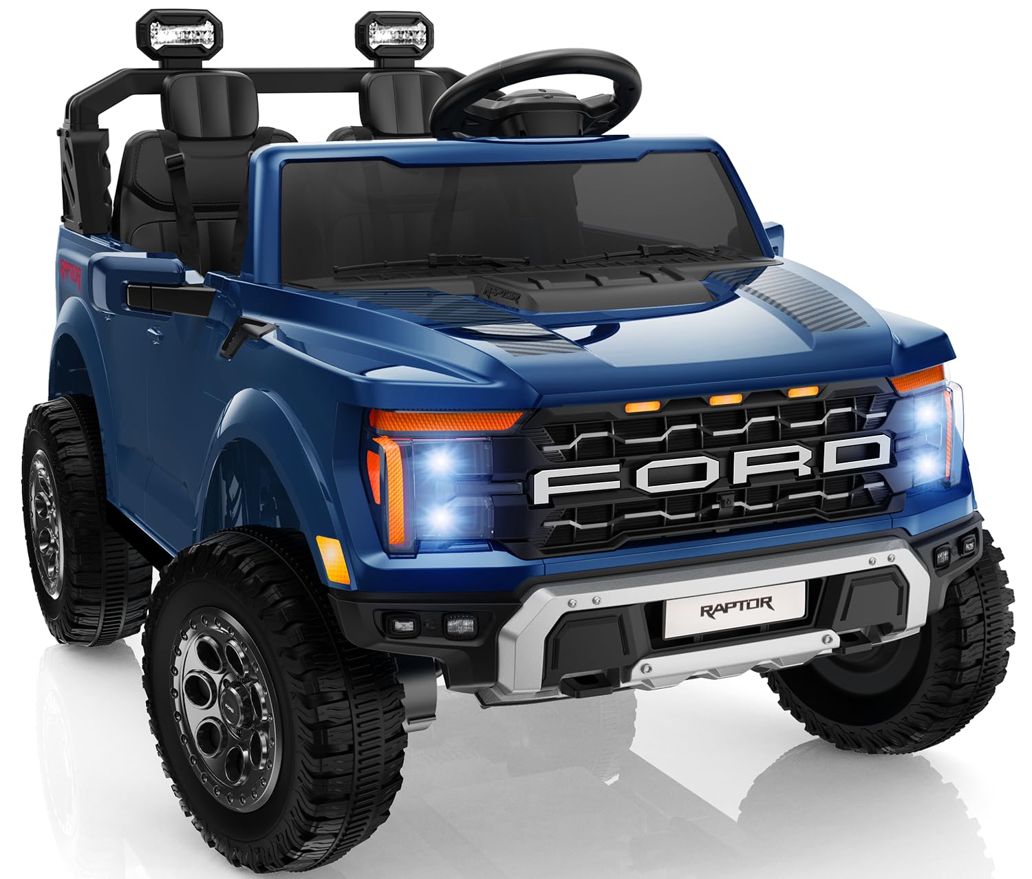 First Ride On Licensed Ford F-150 Raptor 2 Seater Ride on Car for Kids, 24 Volt Ride on Toys for Boys w/Remote Control, Kids Electric Car w/LED Lights
