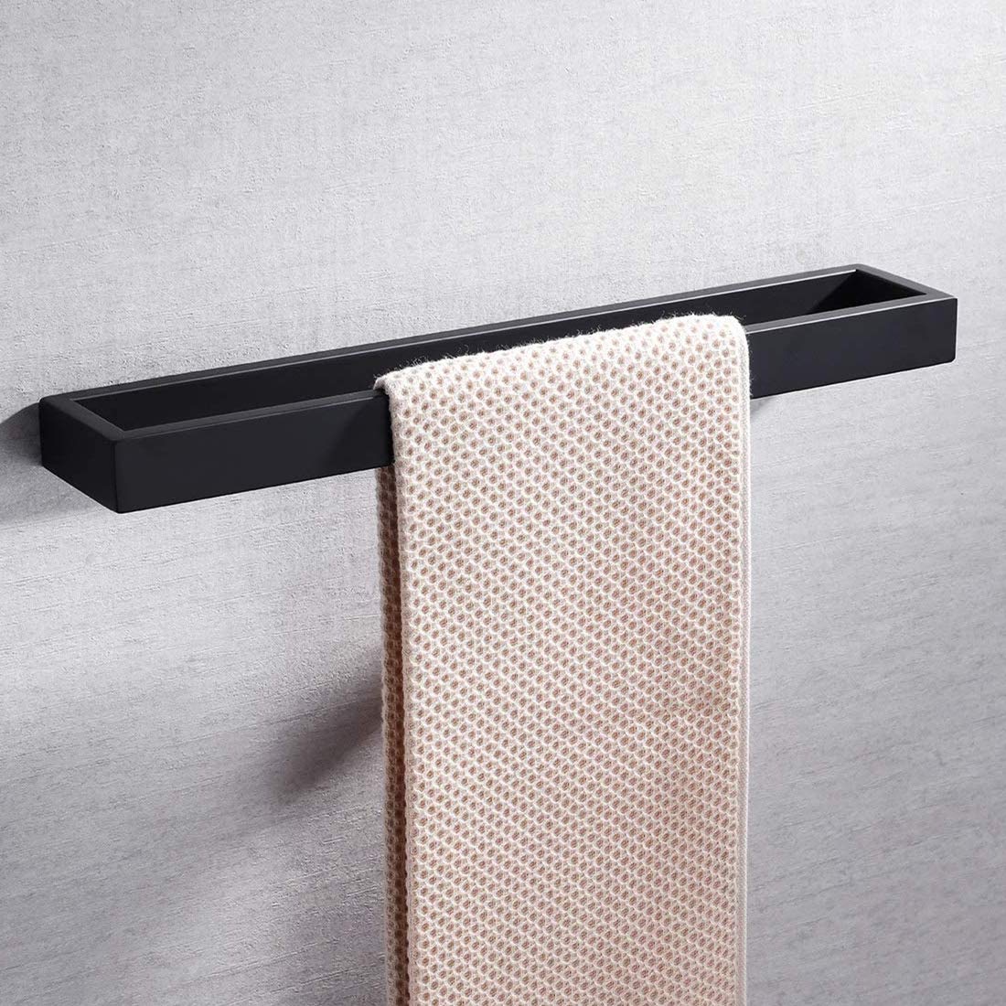Toallero Baño Adhesivo Acero Inoxidable Toallero de Barra (Negro, Montaje con Tornillo 40CM)