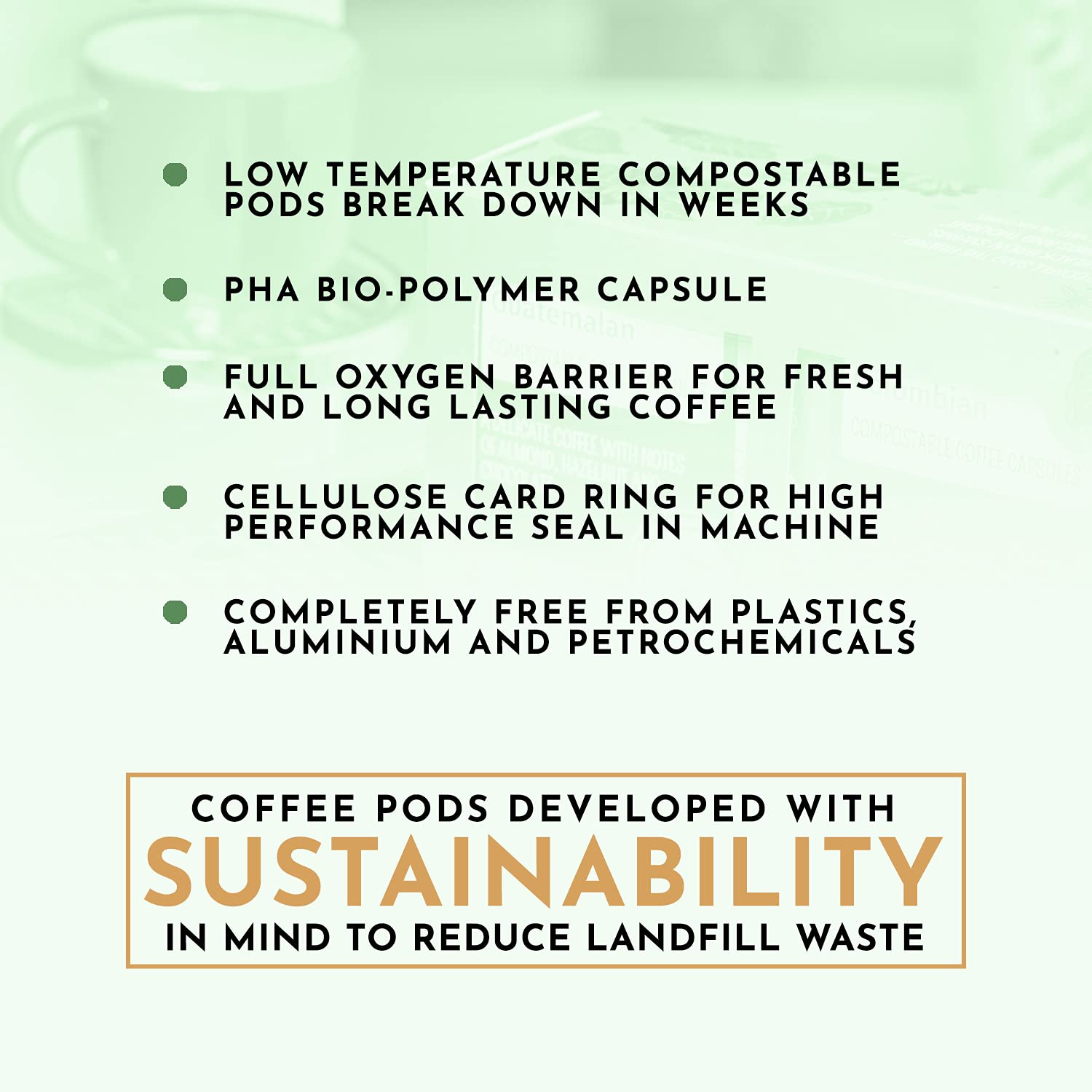 THE EDEN PROJECT Cápsulas de café compatibles con Nespresso, sin plástico, compostables, biodegradables, neutrales, 60 cápsulas, 6 paquetes de 10 unidades