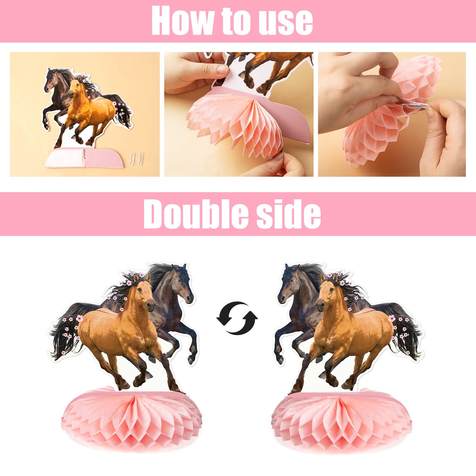Kit Décoration Amscan 4 Pièces Thème Chevaux - Guirlande Et 3 Éventails Pour Anniversaire Enfant