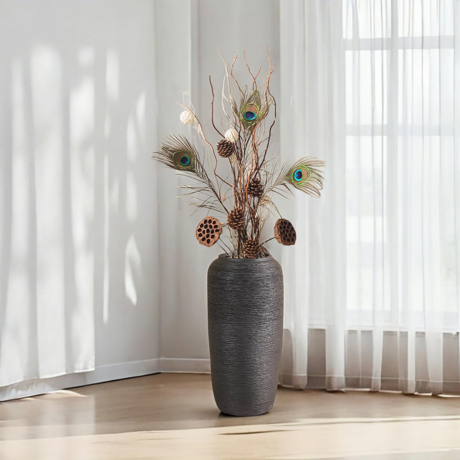 Amazon.co.jp: 大きなセラミック花瓶、高さ15.7インチのフロア花瓶