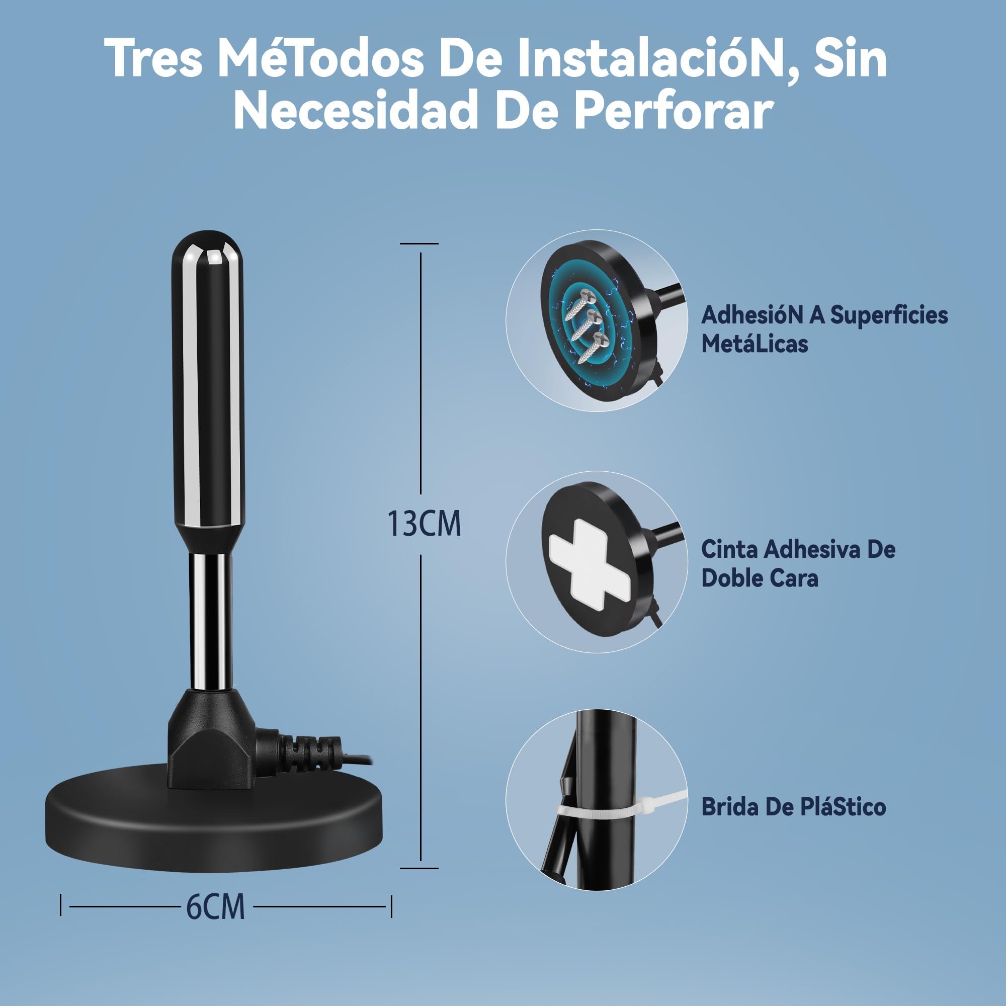 Antenna TV InteRior Potente, Nuovo per 2026 Antenna TNT Interior Potente, Cavo Coassiale Di 5 m, Ricezione Lunga Distanza 500 km, 360 Gradi senza Angolo Morto