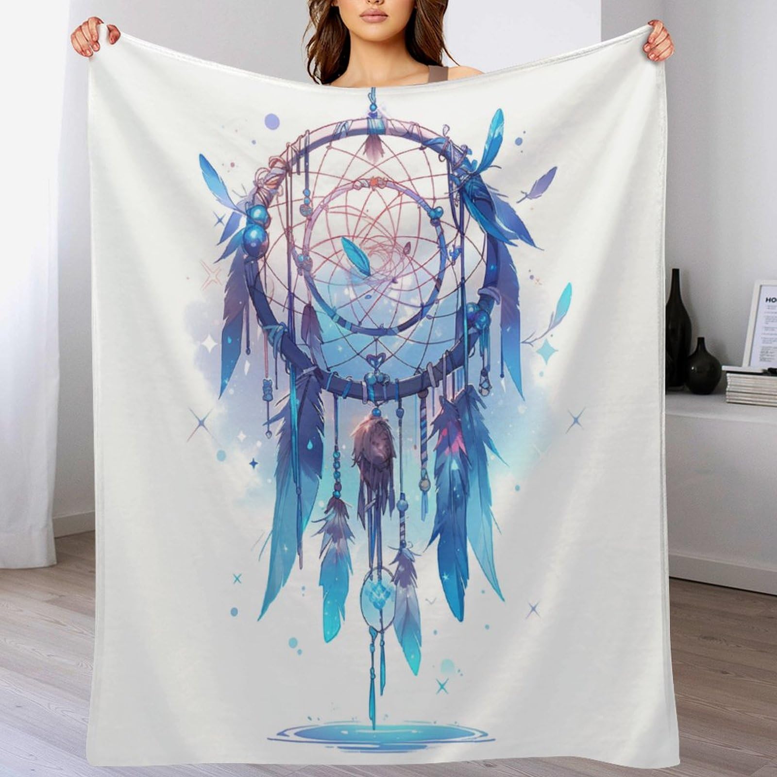 Manta de franela DreamKatzecher 130x180 cm suave para cama y sofa todo el ano