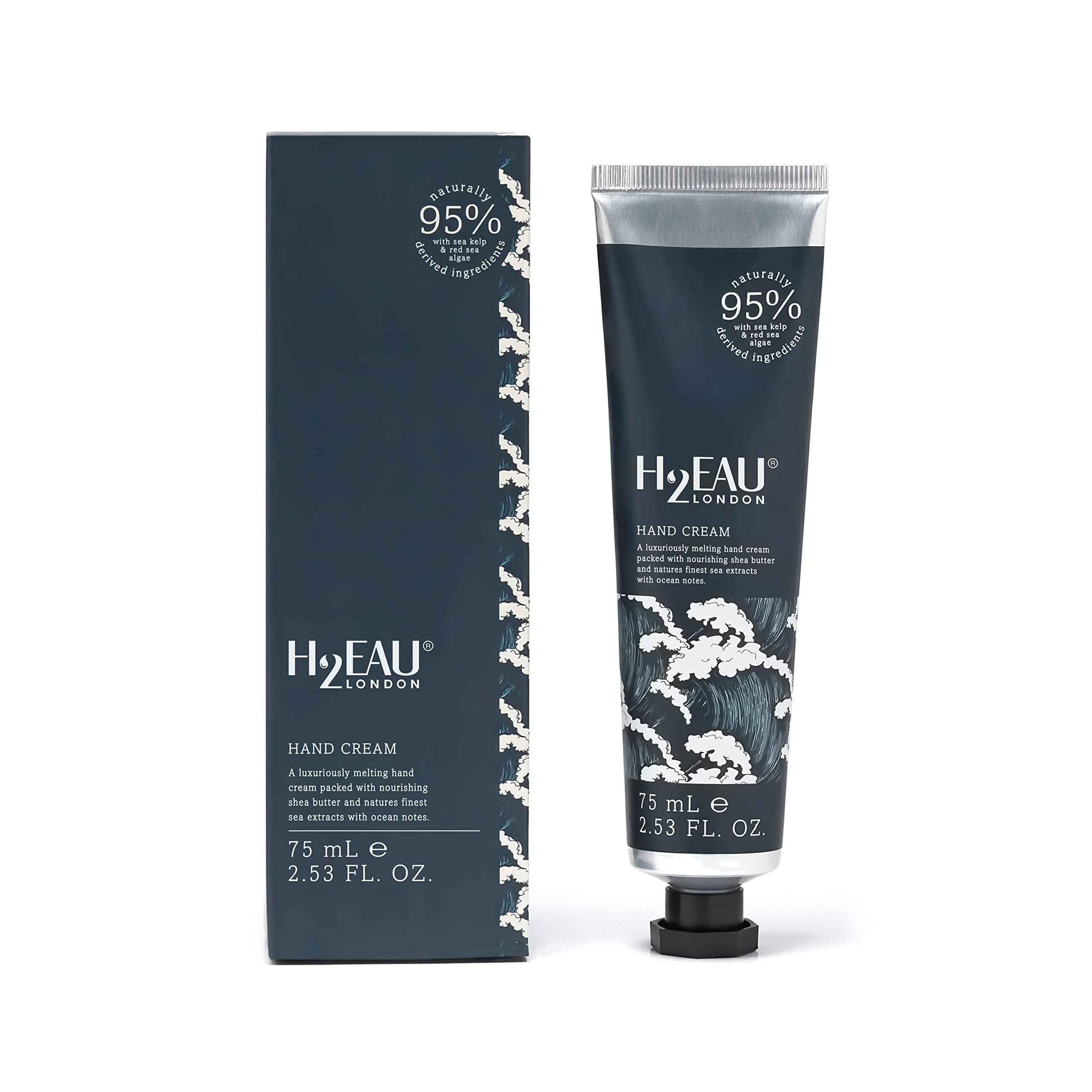 H2Eau Hand Cream, with Shea Butter and Natural Sea Extracts, Nourishes and Moisturises Skin, Fresh Ocean Scent 75ml