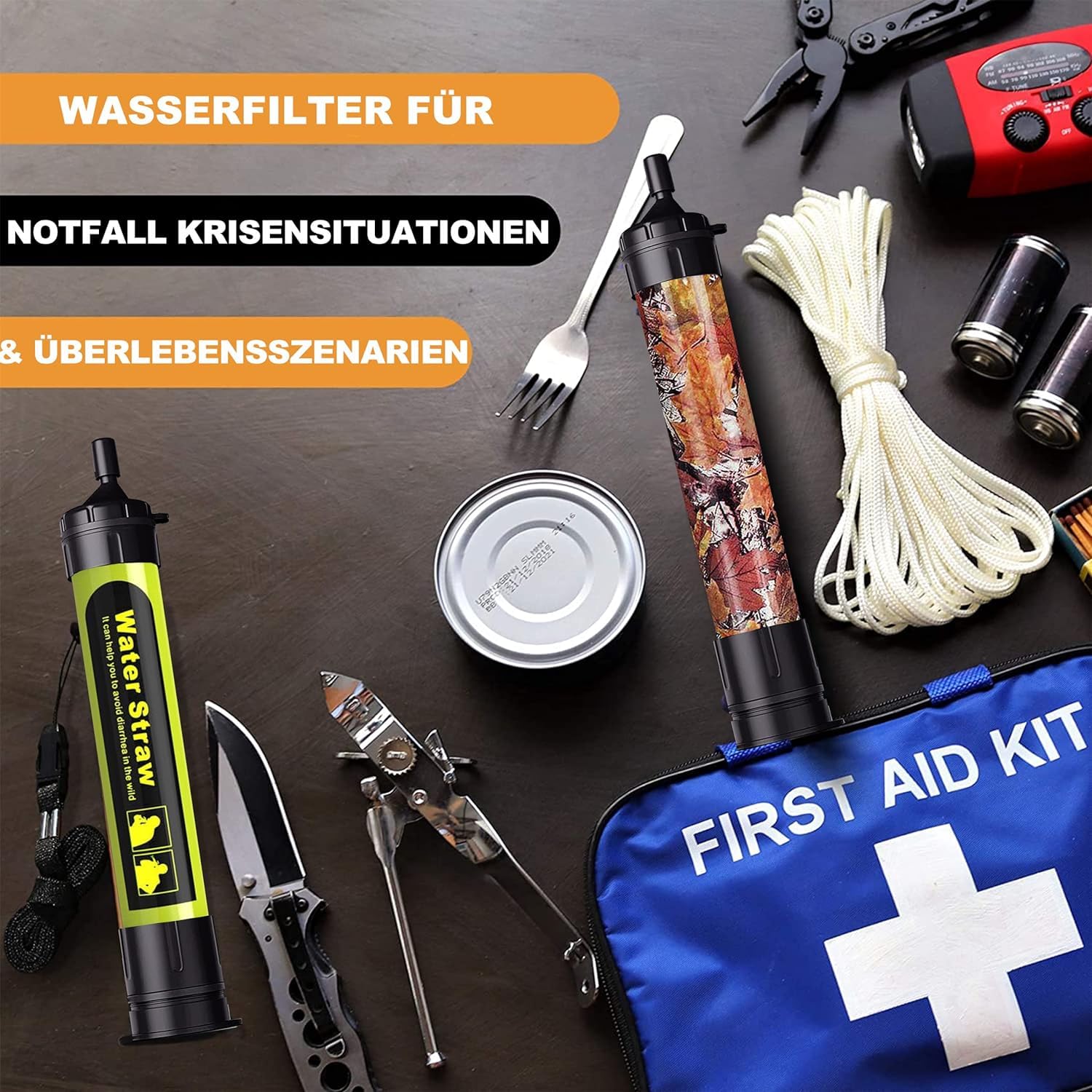 Filtr do wody, survivalowy, wojskowy, kemping, do wody pitnej 4500 l, usuwa 99,99% wszystkich bakterii i filtruje wirusy, cząsteczki i metale ciężkie | wyposażenie awaryjne i survivalowe