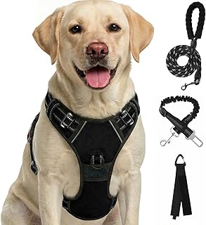 FURRYFECTION Hundegeschirr mittelgroße Hunde, Geschirr Hund ausbruchsicher Antizuggeschirr ohne Zug, Brustgeschirr Dog Harness verstellebare Oxford Medium Hundegeschirre mit Leine
