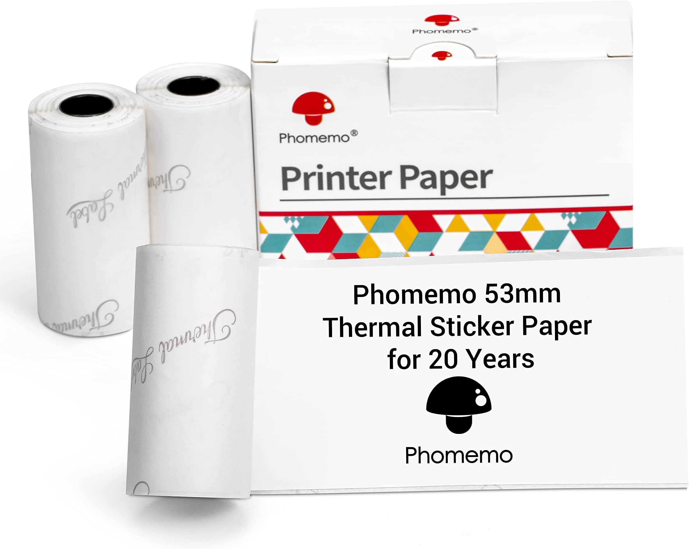 Phomemo Druckerpapier 53mm X 3,5m - 6 Farbige Rollen Für M02, M03, M04 Serie