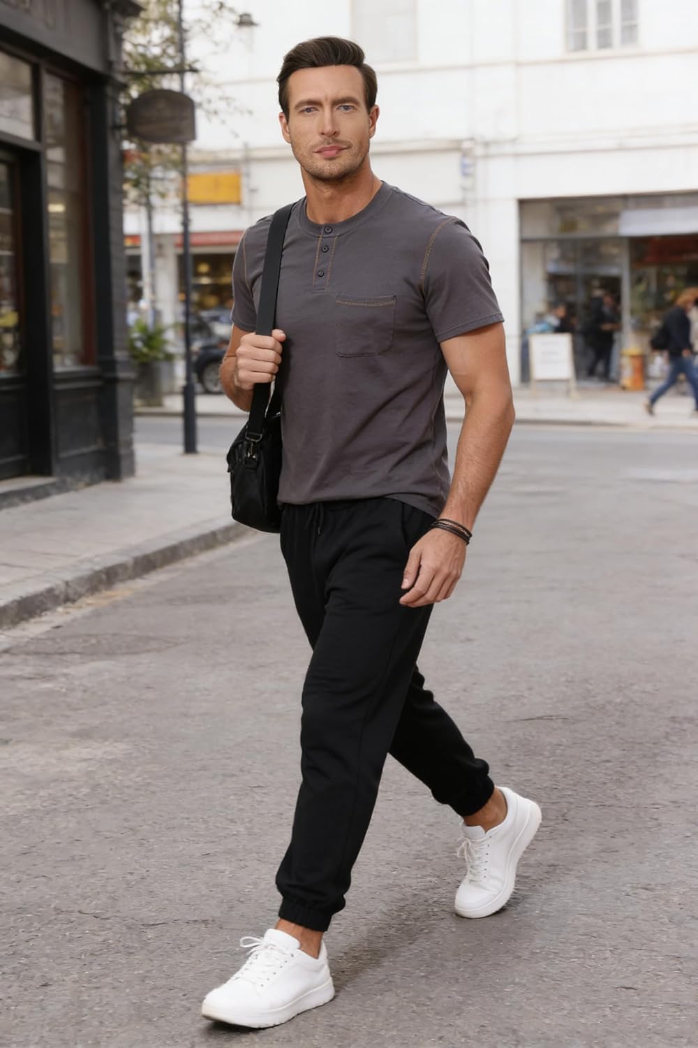 Aulemen Men's Henley Shirts Short Sleeve Casual Lightweight Slim Fit Basic Button T-Shirt with Pocket - Image 5