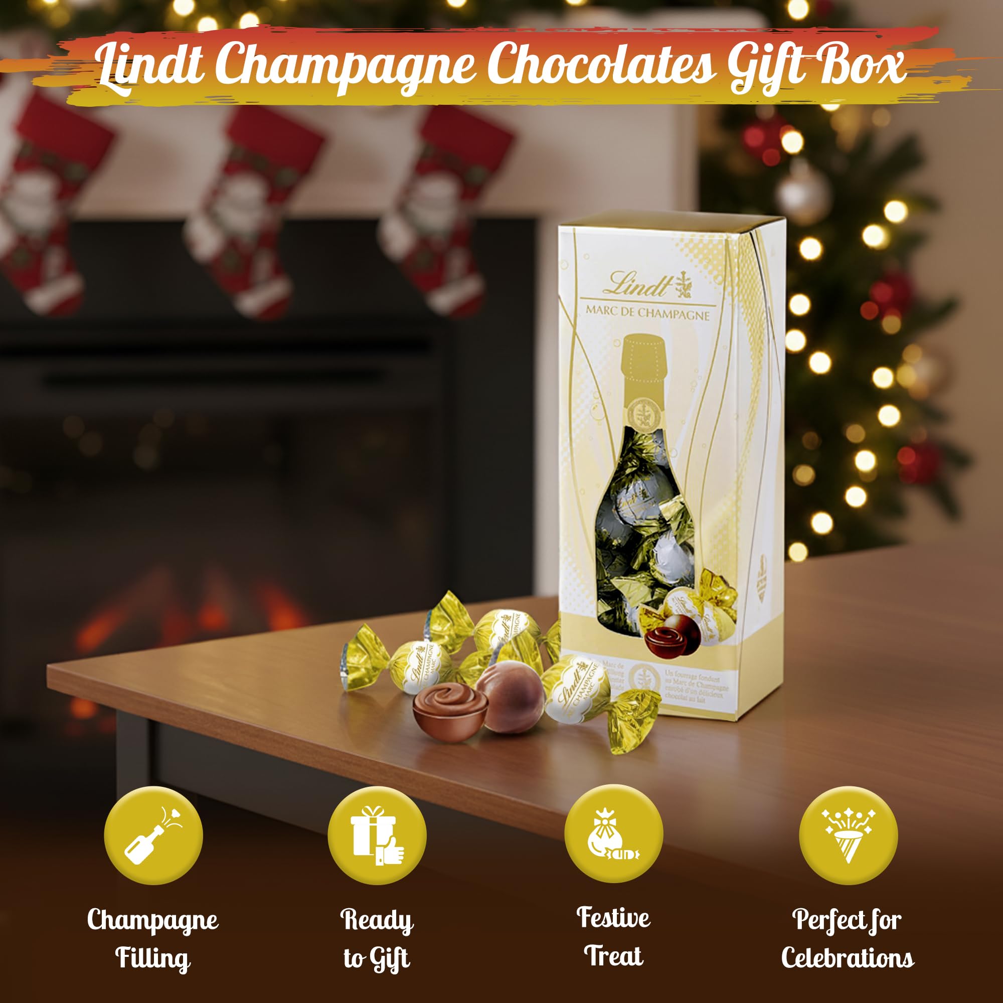 Topline Lindt Champagne Chocolates Gift Box – 350g Milk Chocolate