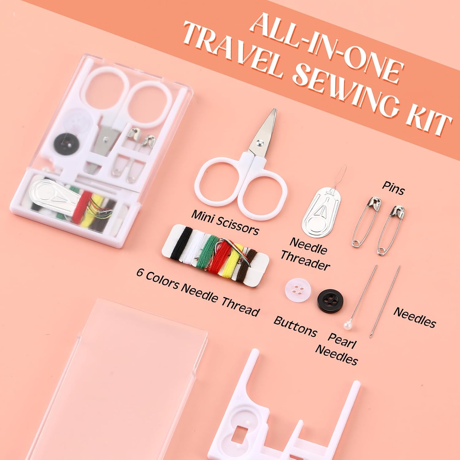 Knitgrip 100 Boxes Mini Travel Sewing Kit Quick Fix Sewing Kits Bulk Basic Portable Pre Threaded Needle Emergency Repair Tool for Adults DIY Handcraft Gifts Beginner Traveler Home Hotel (White)