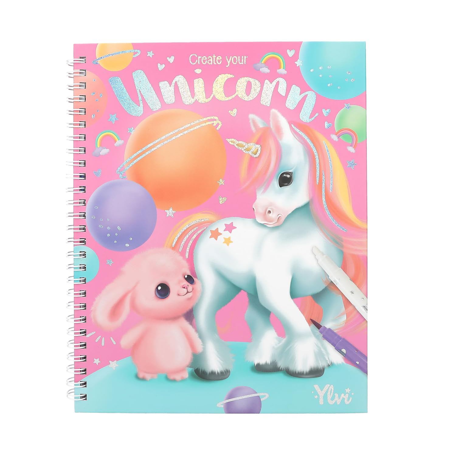 Depesche 12930 Ylvi-Colouring Books Set including 30 Double Pages for Creating Pattern Patterns Including 7 Fibre Tip and Magic Marker - Image 4
