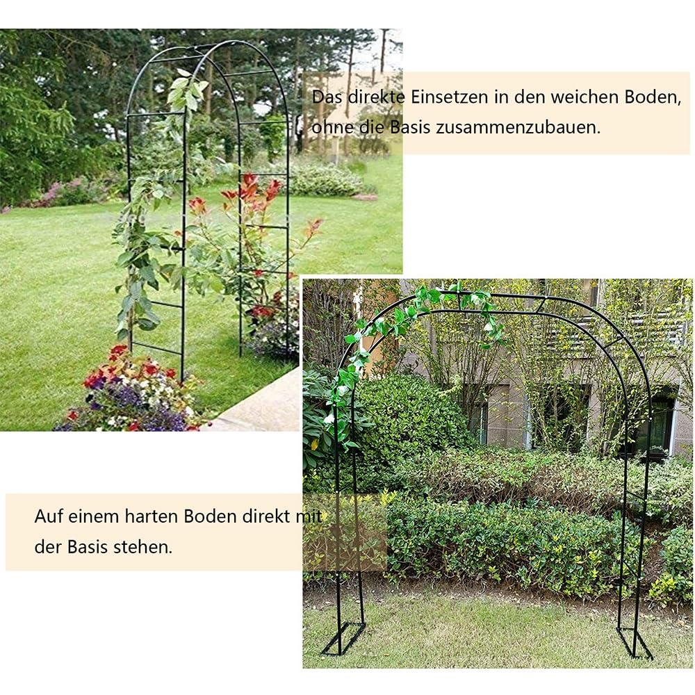 Rosen-Gartenbogen, freistehend, Metallspalier, Kletterpflanzen-Unterstützung, Hochzeitsdekoration, wetterbeständig, Outdoor-Torbogen, Größe B 240 x H 220 cm, langlebige Gartenstruktur