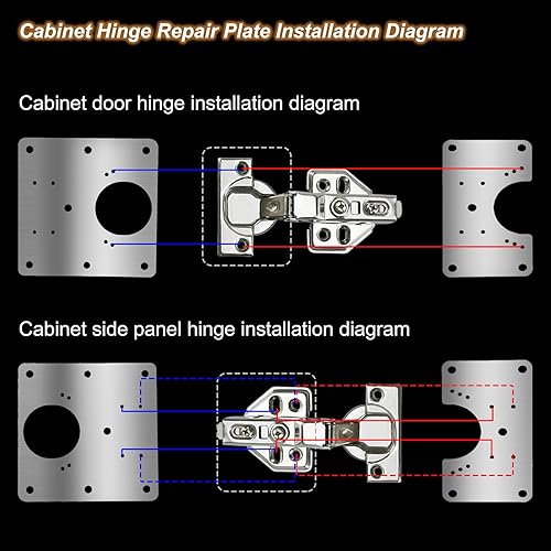 Miniatura 3 de 6 piezas de placa de reparación de bisagras de gabinete, placas de fijación de reparación de bisagras, placa de reparación de gabinete de acero