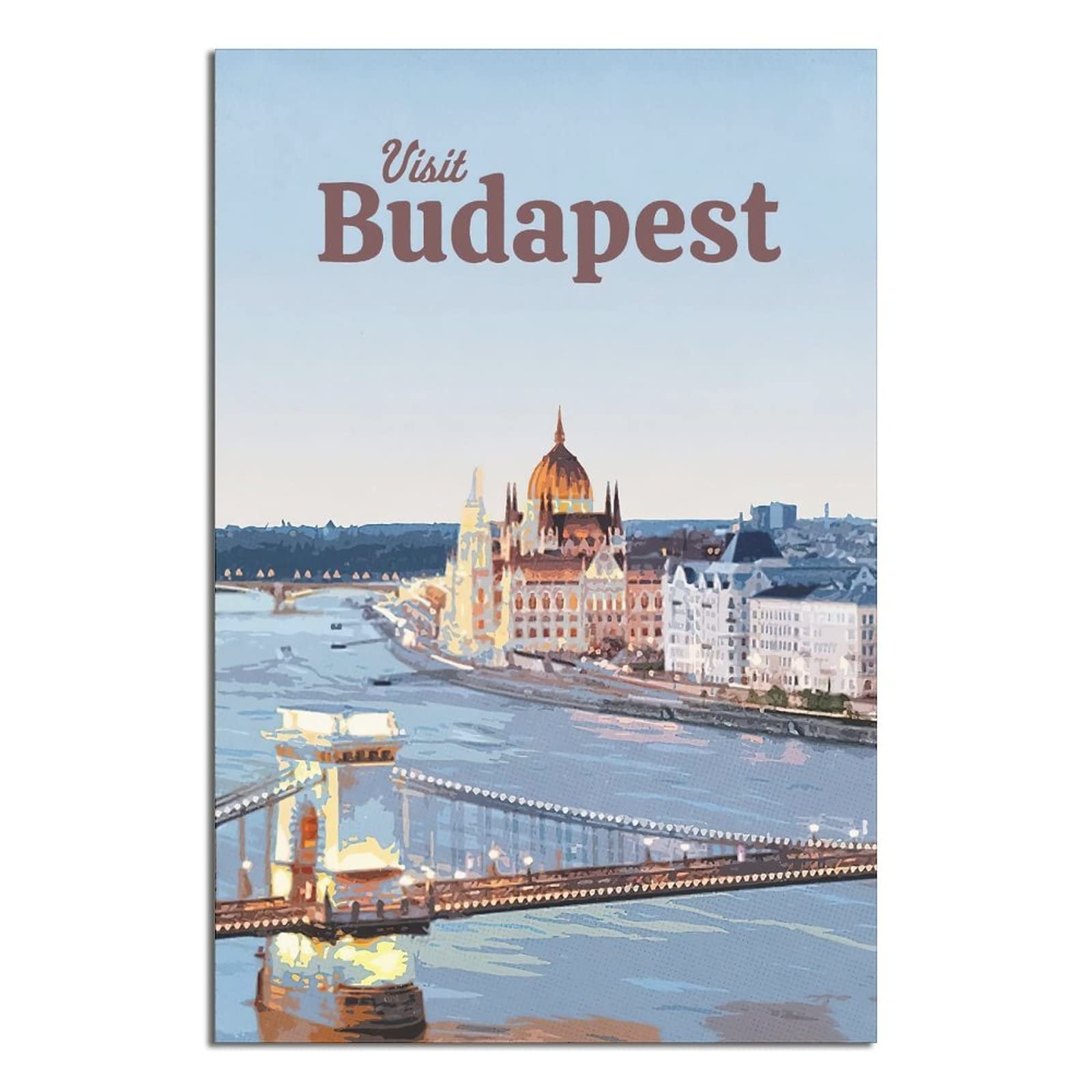 KZIWQ Metal Tin Sign Visit Budapest Hungary Tin Sign Travel Vintage Art Wall Decoration Sign Home Kitchen Bar Patio Cave Funny Decoration 15x30cm