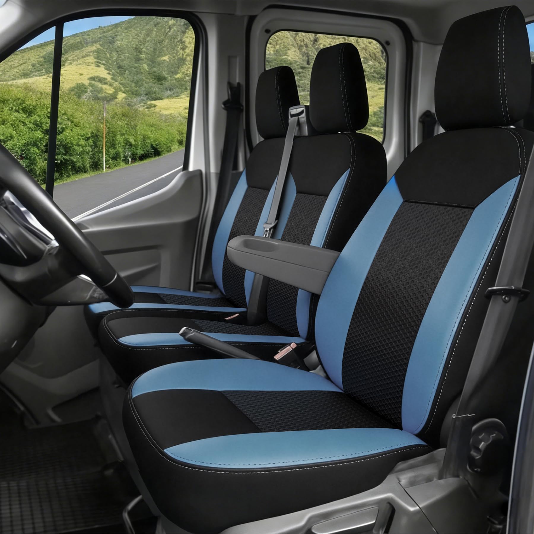 Housse Siege Voiture pour Fiat Ducato Housses de Protection Respirantes pour Siège Conducteur Banquette Passager 2 Places Housses de Voiture Siege pour Fourgonnette