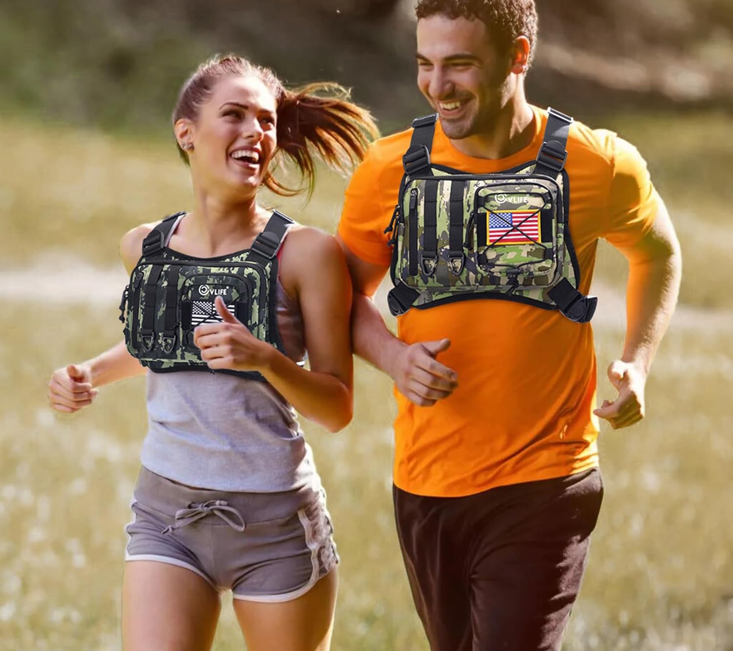 CVLIFE Outdoor Chest Bag for Men, Tactical Chest Pack, Adjustable Running Vest Bag, Lightweight Anti-theft EDC Rig for Hiking - Image 5