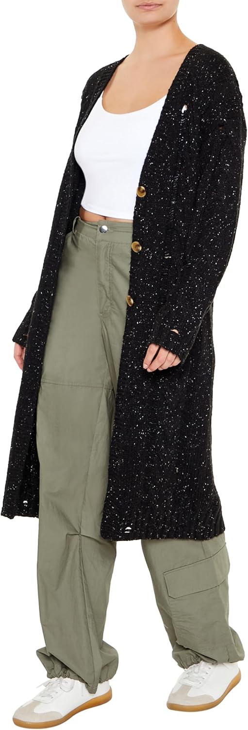 Forever 21 Womens Speckled Longline Cardigan Sweater - Image 3