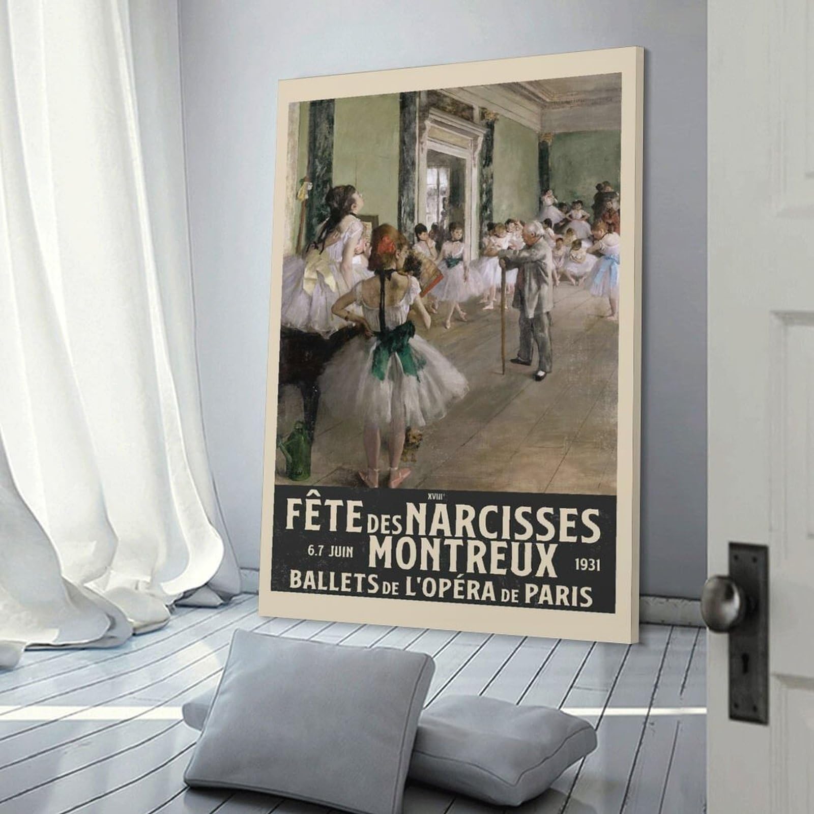 Junmoney Degas Ballet Class Wall Picture Print 24x36inch(60x90cm), for Hallway, Lounge Or Guest Room, Gift Idea for Housewarming And Birthdays