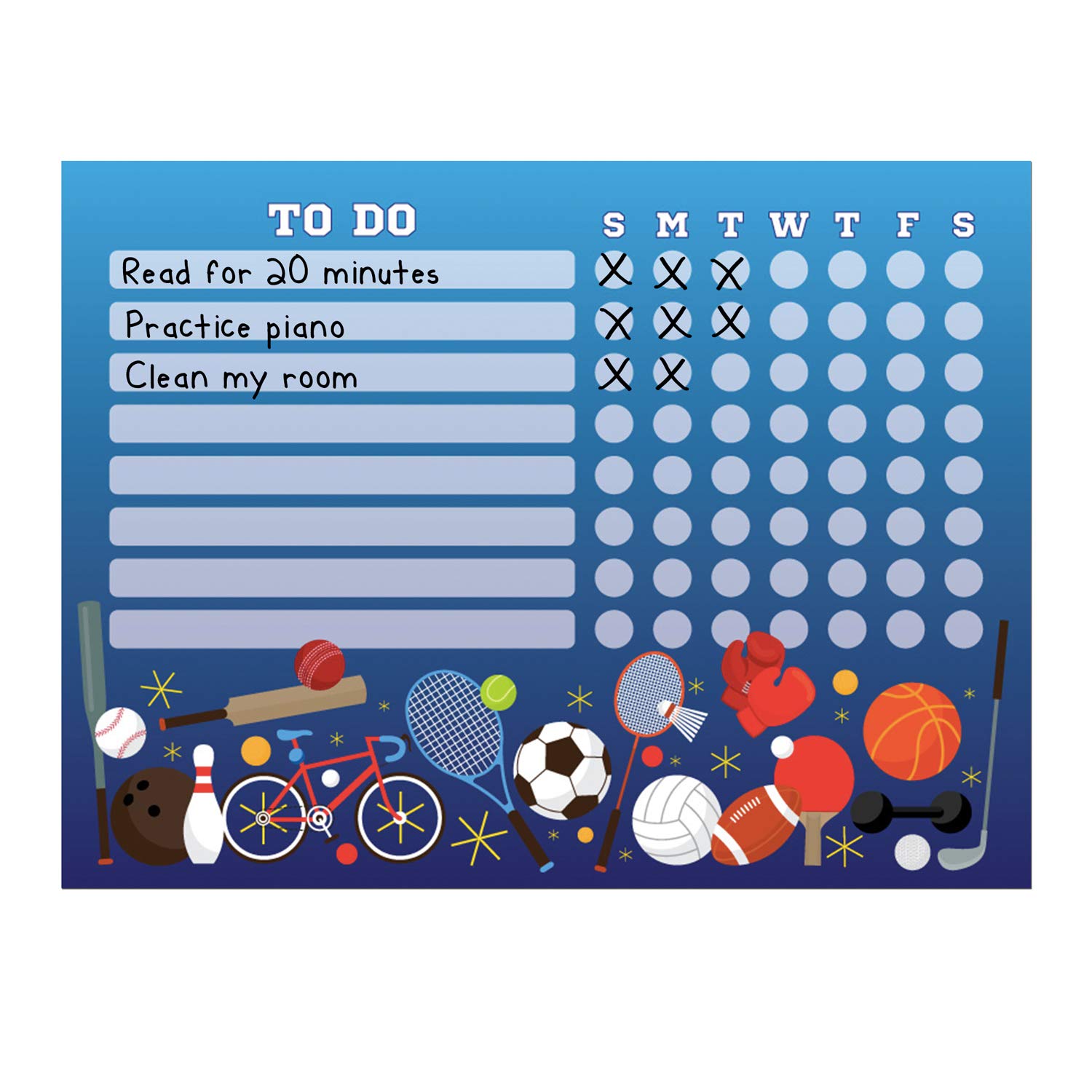 Dry Erase Whiteboard Task & Habit Tracker | Removable and Restickable Adhesive Decal | Fine-Tip Magnetic Marker Included | 9” x 12”
