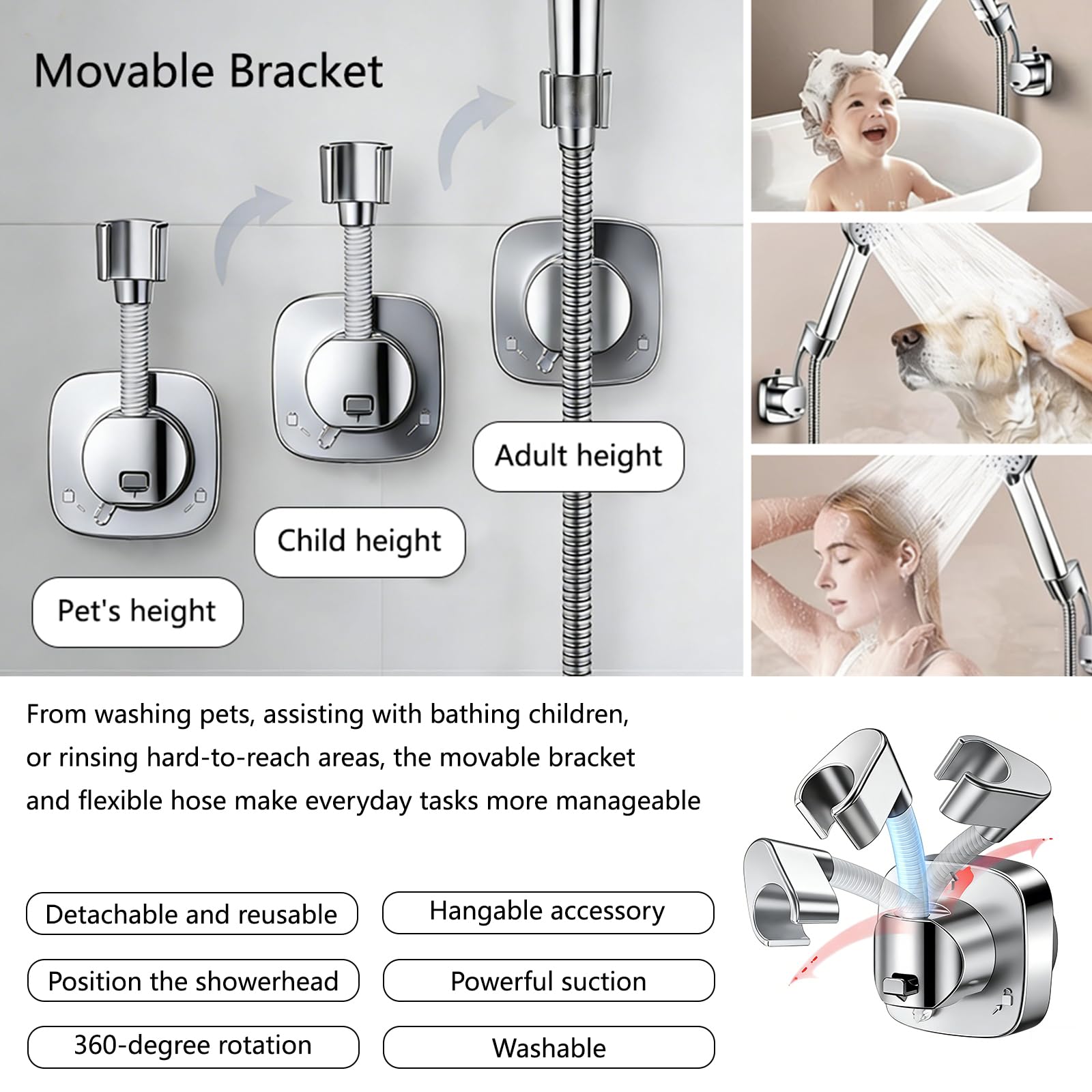 Filtered Shower Head with Handheld - High Pressure 6 Spray Modes Showerhead with Filters, Shower Head With Movable Bracket & 75" Anti-Burst Hose | 12 Replaceable Water Softener Filters for Hard Water — view 6