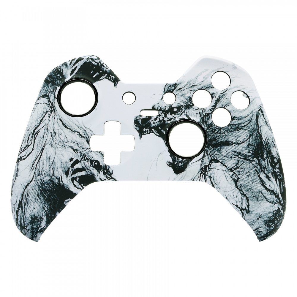 eXtremeRate Cover Custodia Anteriore Case Copertura Frontale Pezzo di Ricambio per Xbox One Elite Controller Model 1698 con 2 Anelli d'Accento(Anima del Lupo)