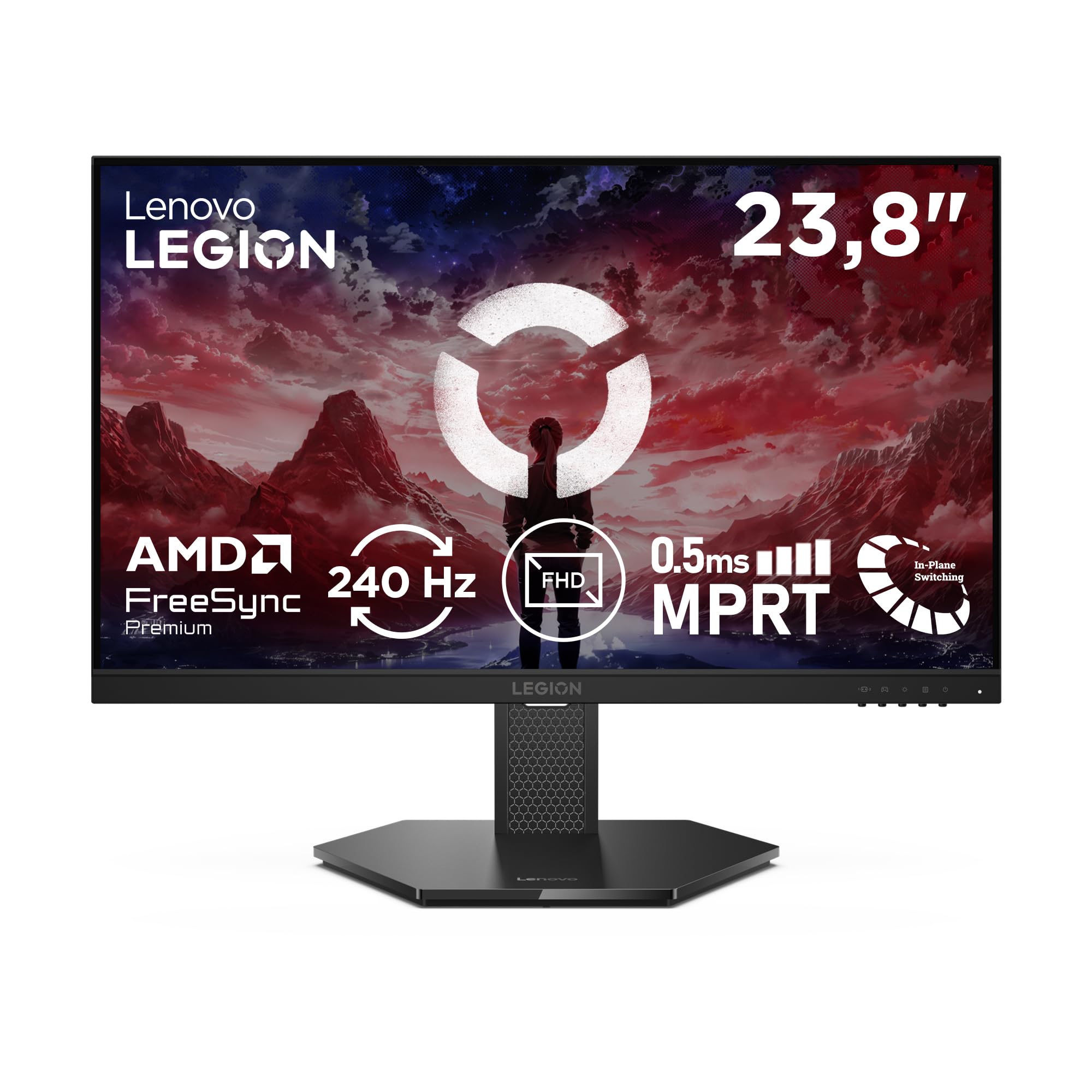 Lenovo Legion 24-10- FHD 23.8" Gaming Monitor (IPS, 240Hz, 0.5ms, 16:9, HDMI 2.1 - DP 1.4, AMD FreeSync Premium, VESA Adaptive Sync, VESA Mount 100mm, Tilt/Height/Pivot/Swivel Adjustment) Black