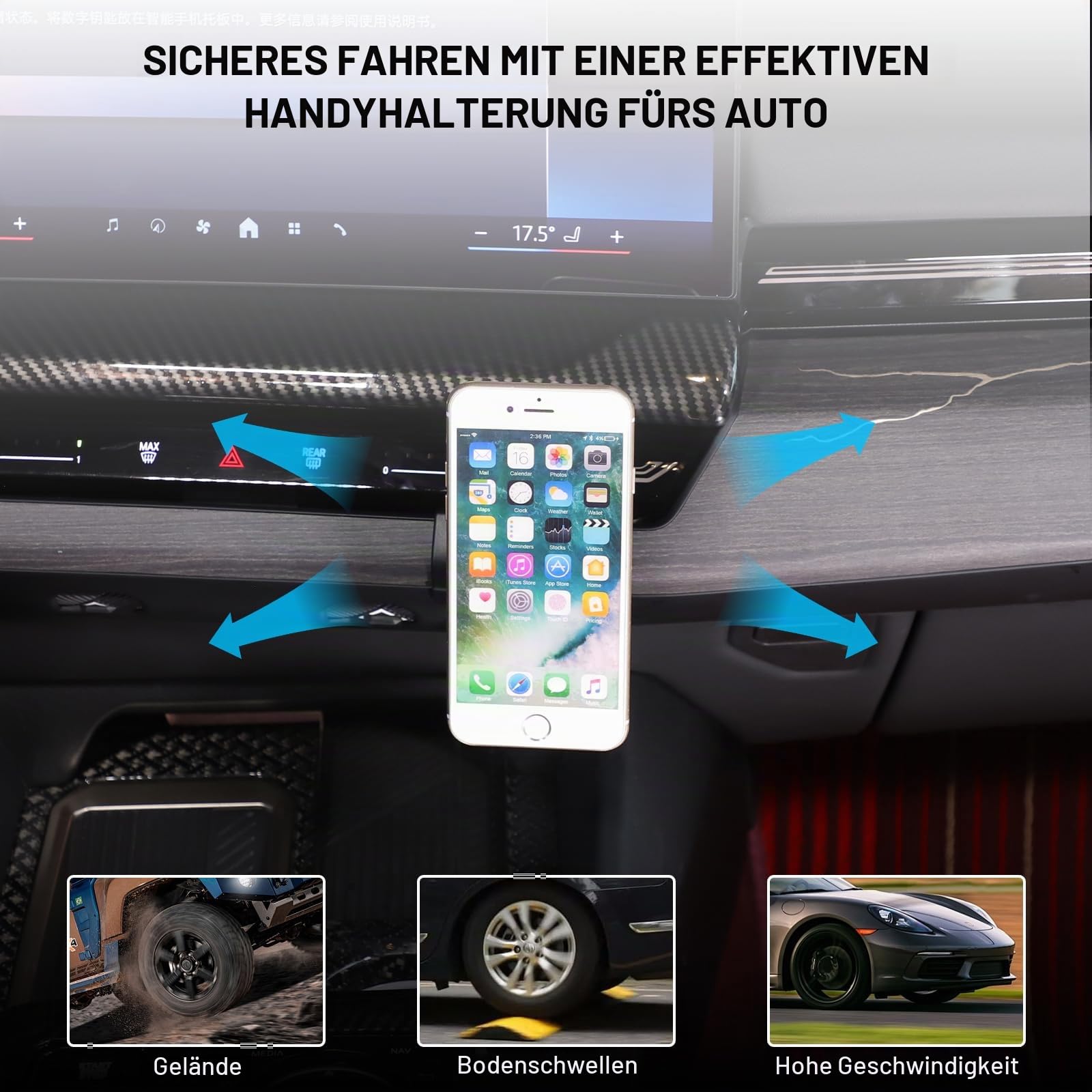 Magnetische Handyhalterung kompatibel mit BMW 5er G60 G61 Baujahr 2024 2025, Lüftungsgitter Halterung mit Kugelkopf 360° drehbar für alle Smartphones