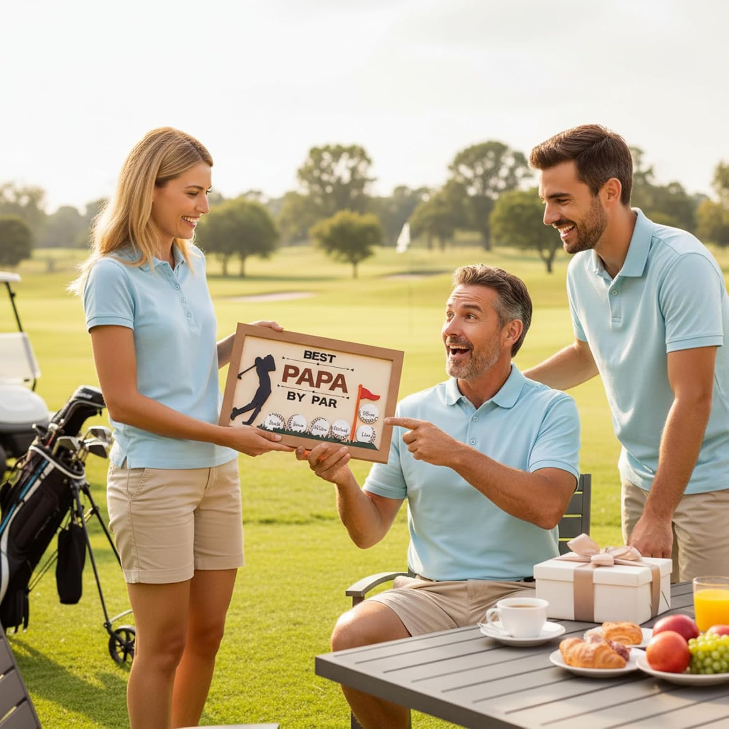 Novabright 6 Pcs Golf Gift for Dad Best Papa by Par Wooden Sign 13.4in image 4