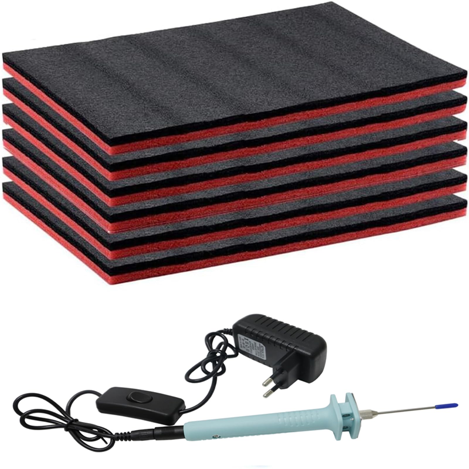 Werkzeugeinlage, Werkzeugwagen Einlagen Hartschaumplatte 6er-Pack mit Schaumschneider Cut and Peel Foam für Werkzeugkästen, Werkzeugkisten, Flight Cases & Werkzeugaufbewahrung(40 * 30 * 2.5cm)