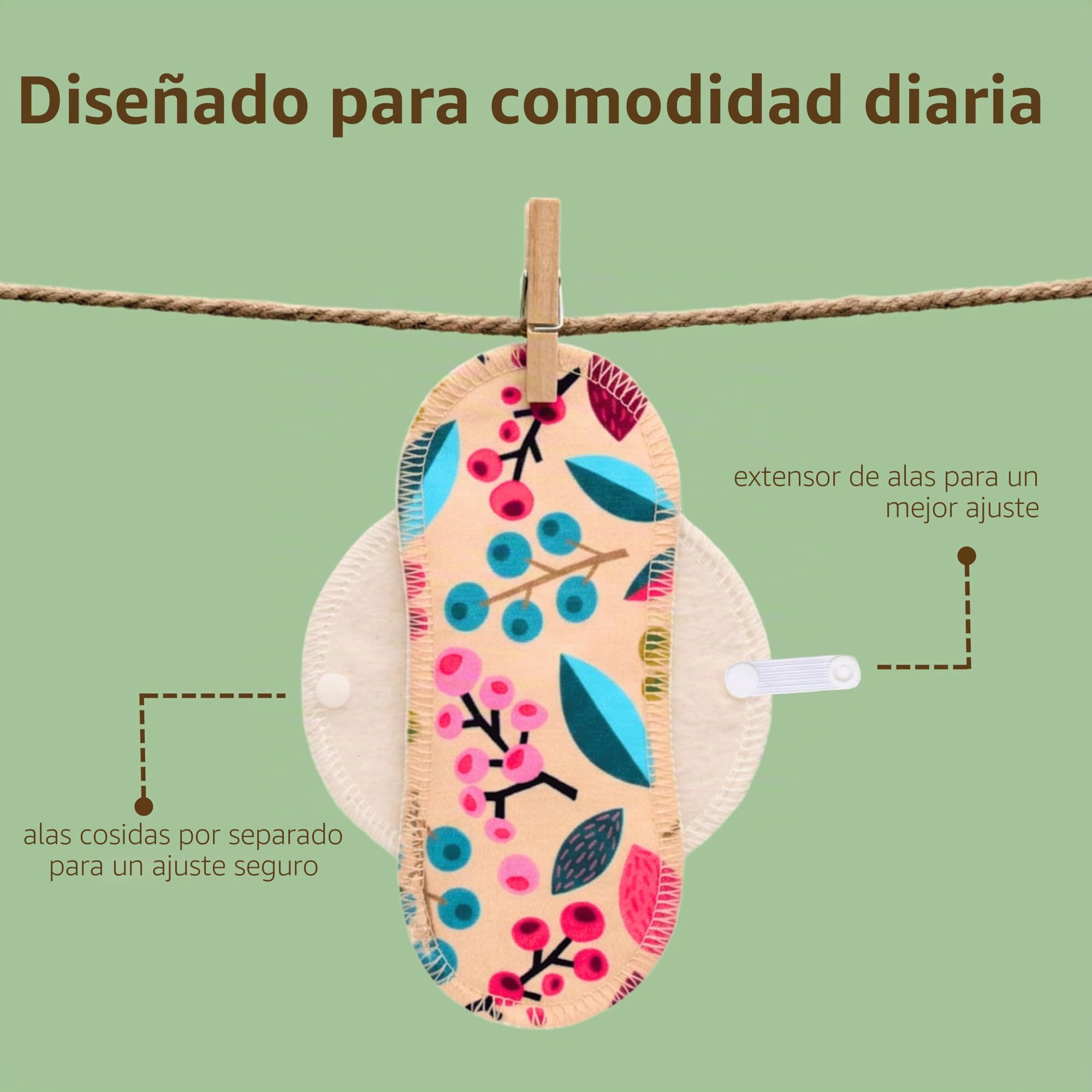 Natissy Salvaslips Reutilizables de Algodón Orgánico para Mujer, Lavables, Transpirables, Suaves, Sin Olores y Sin PUL - Pack 7 Tanga - Made in EU